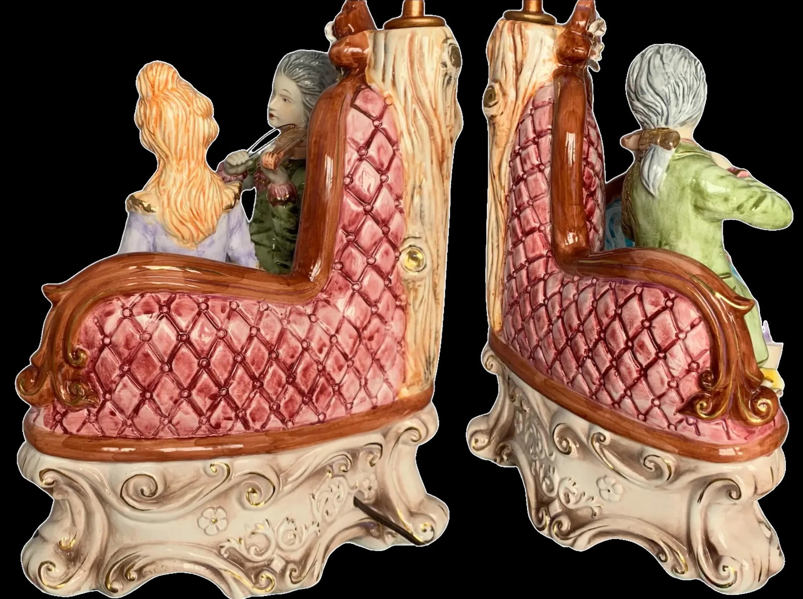 Mid-Century Capodimonte Porcelain Courting Couple Table Lamp - 12