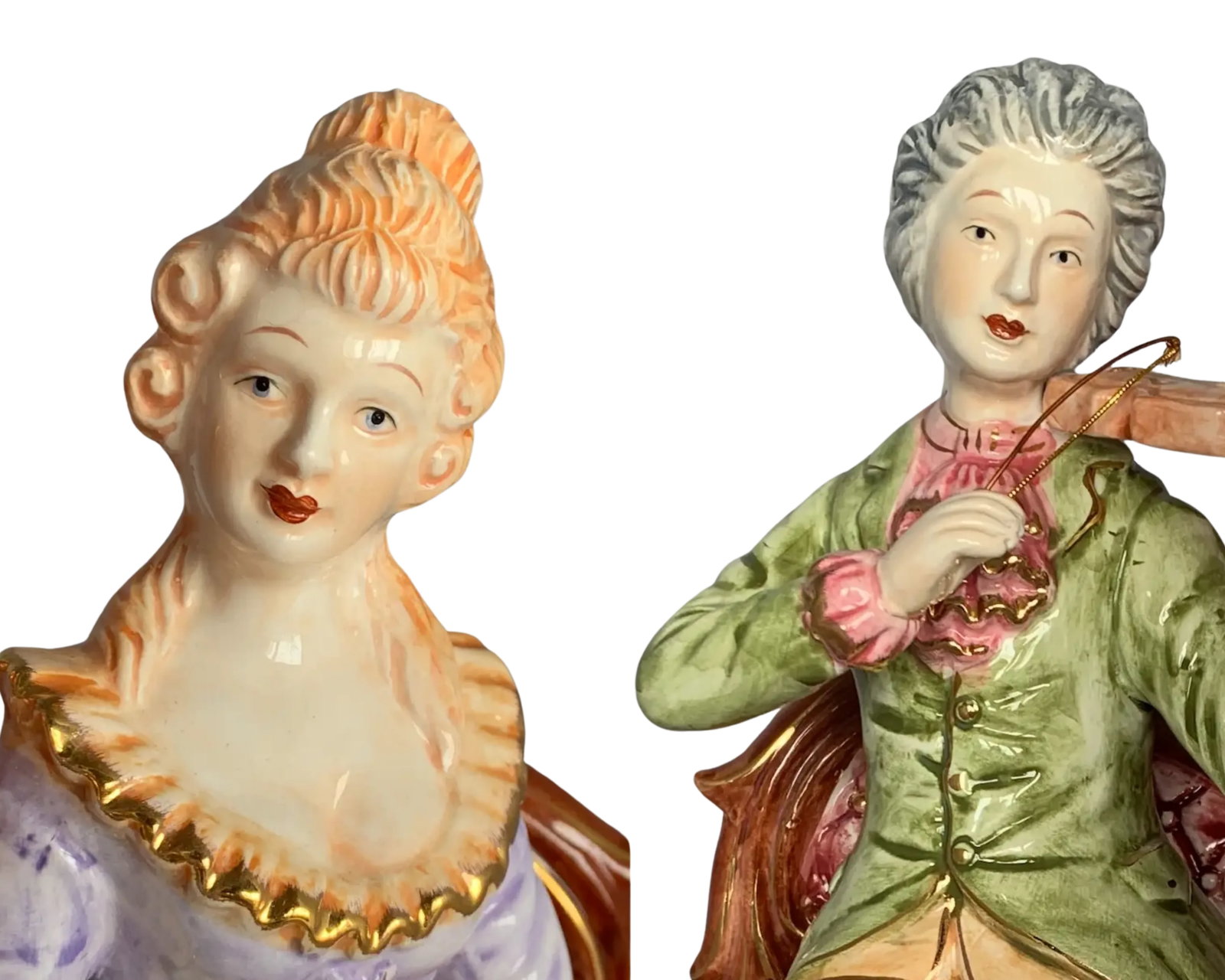 Mid-Century Capodimonte Porcelain Courting Couple Table Lamp - 9