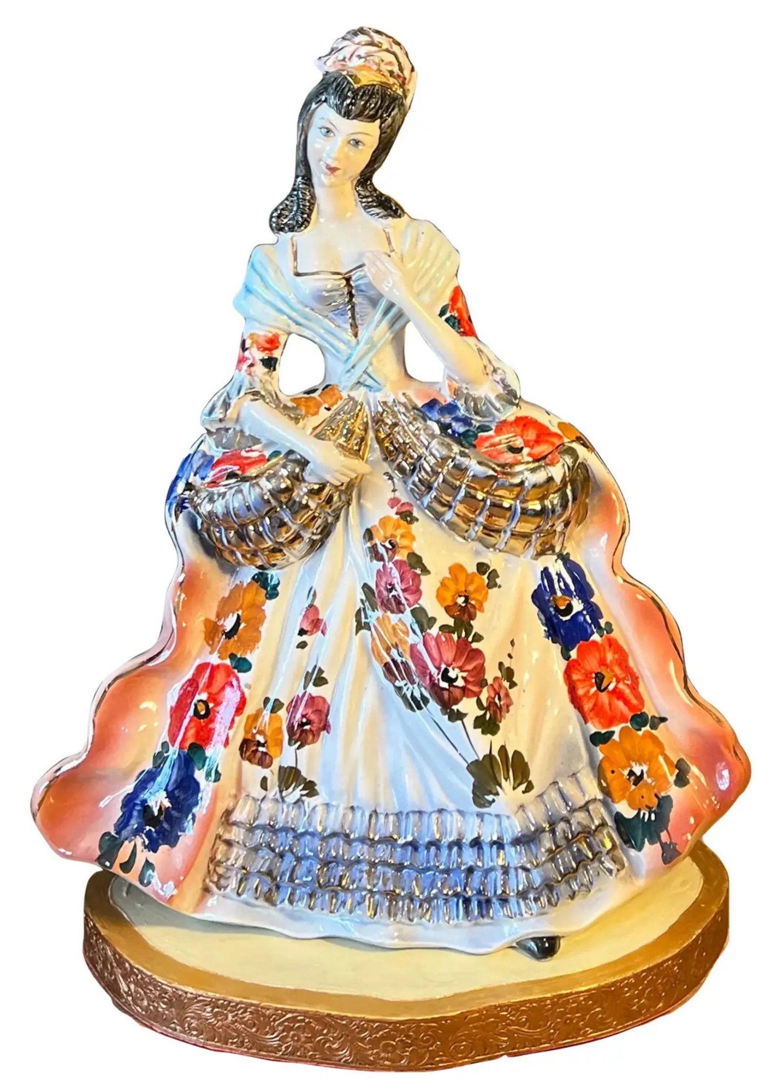 Capodimonte Porcelain Aristocratic Young Lady Table Lamp - 2