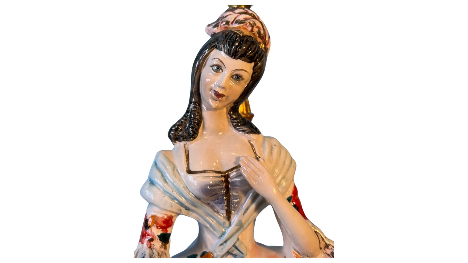 Capodimonte Porcelain Aristocratic Young Lady Table Lamp - 5