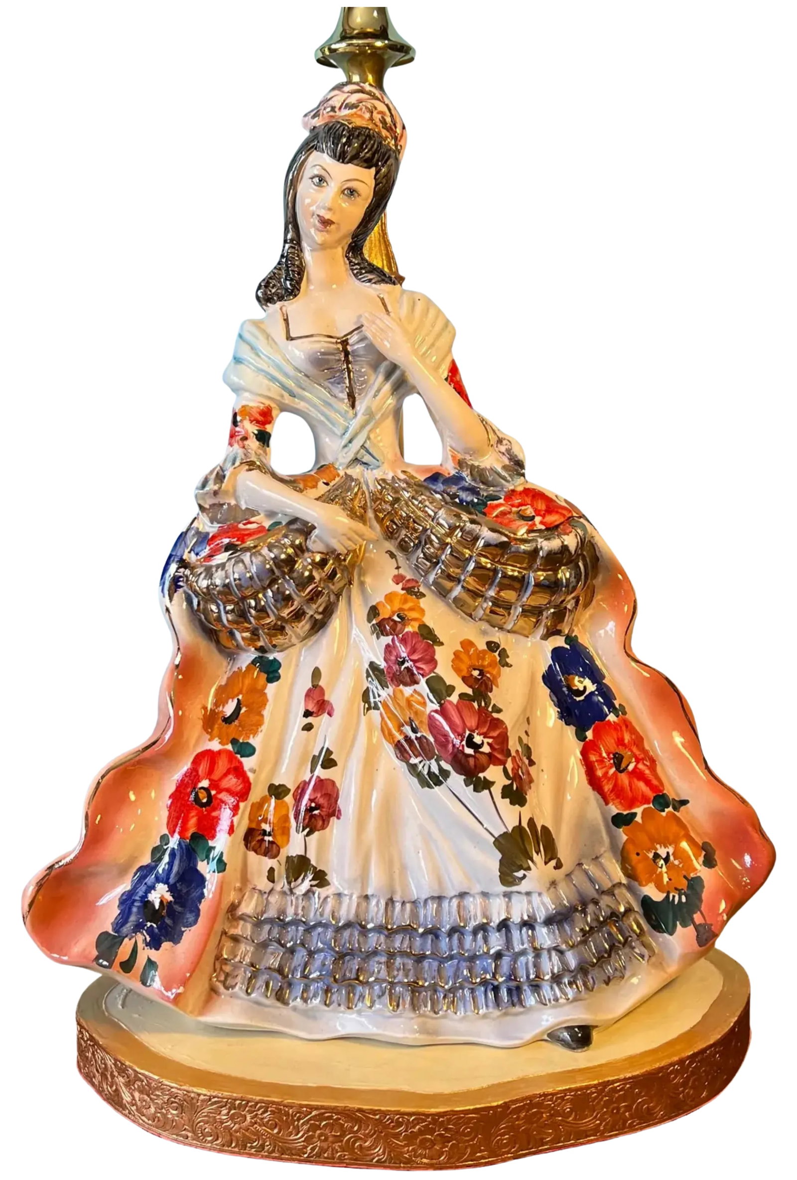 Capodimonte Porcelain Aristocratic Young Lady Table Lamp - 7