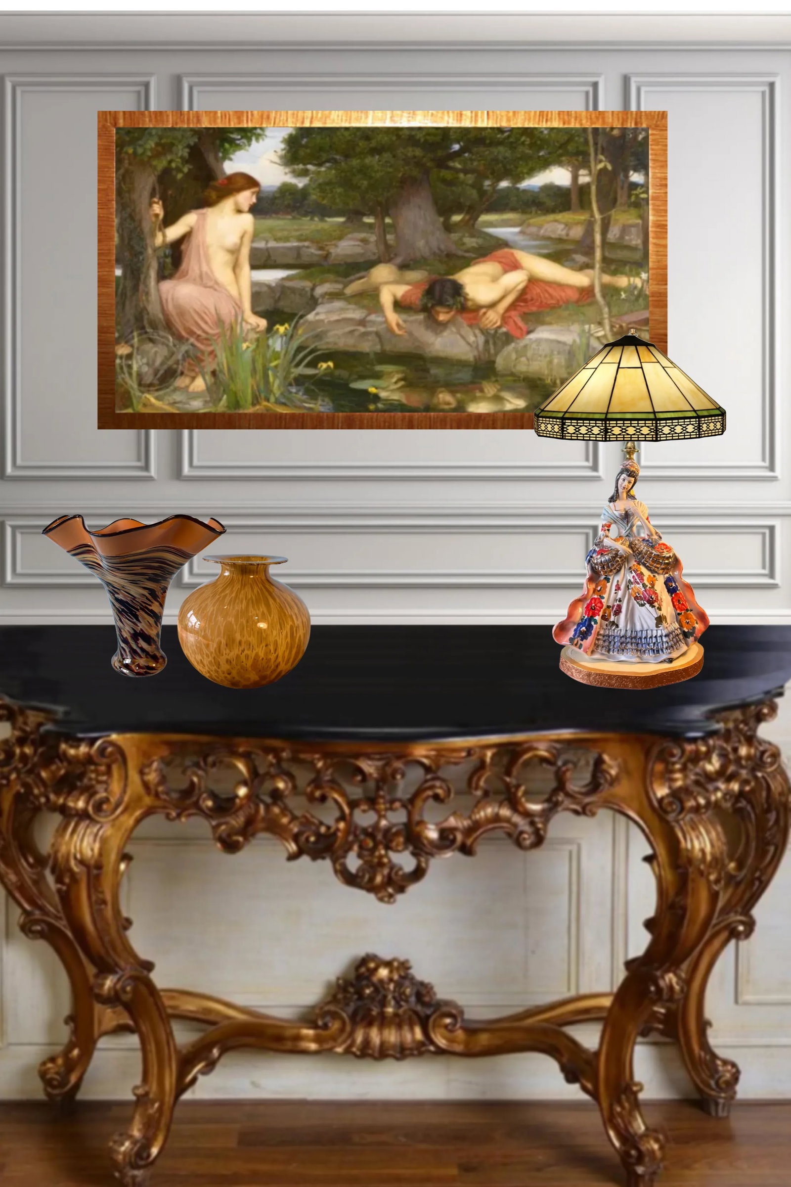 Capodimonte Porcelain Aristocratic Young Lady Table Lamp - 8