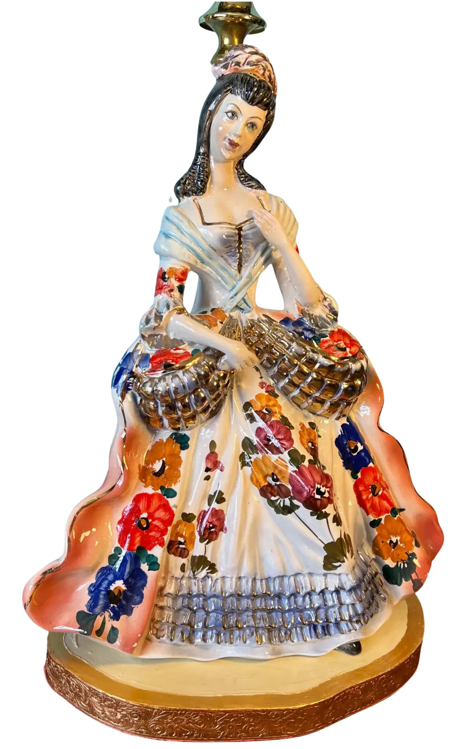 Capodimonte Porcelain Aristocratic Young Lady Table Lamp - 9