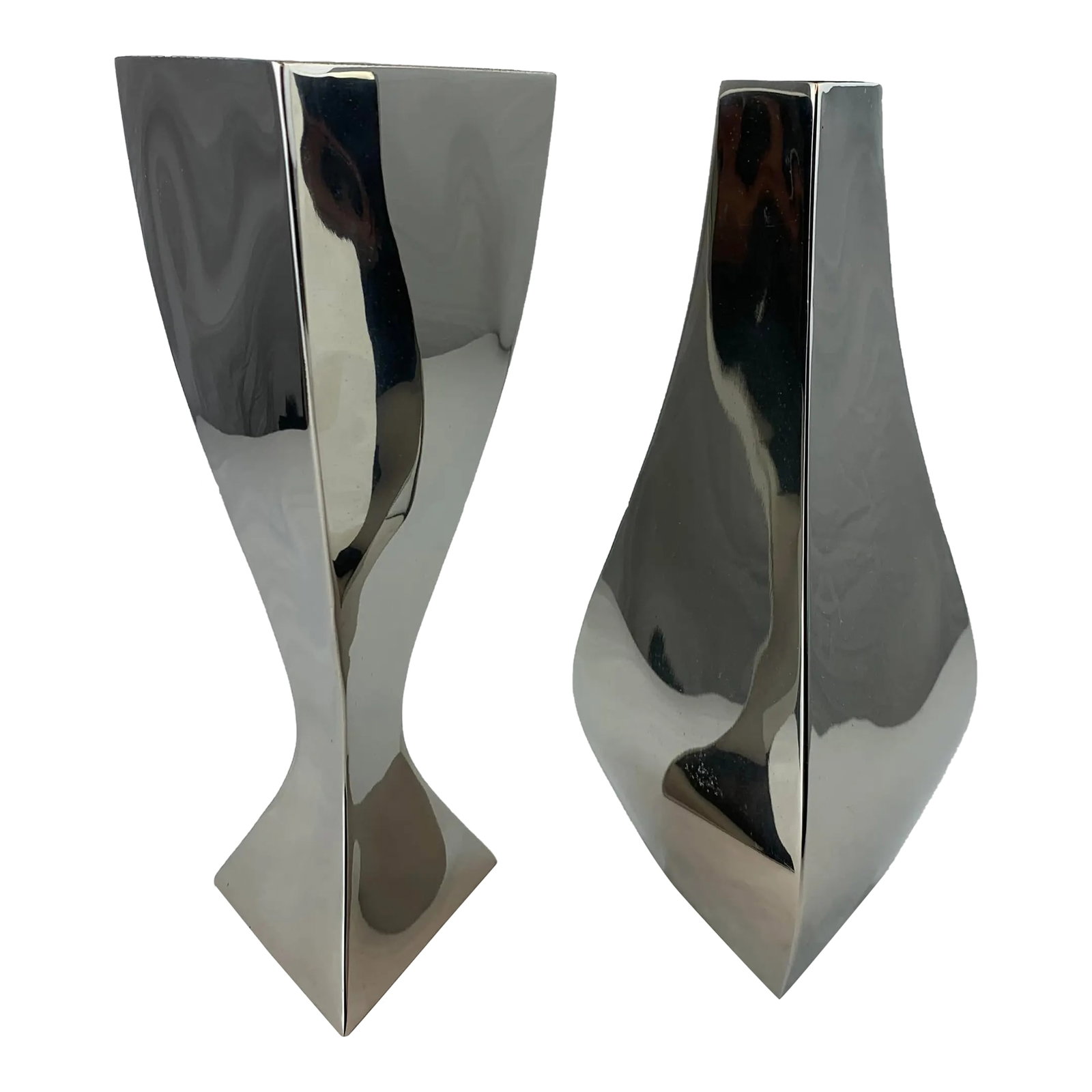 Polished Chrome Plated Steel "Biomorphic" Vases- Set of 2 (1 of 11)