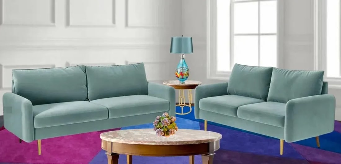 Silver Aventurine Aqua Blue Art Glass Table Lamp - 9