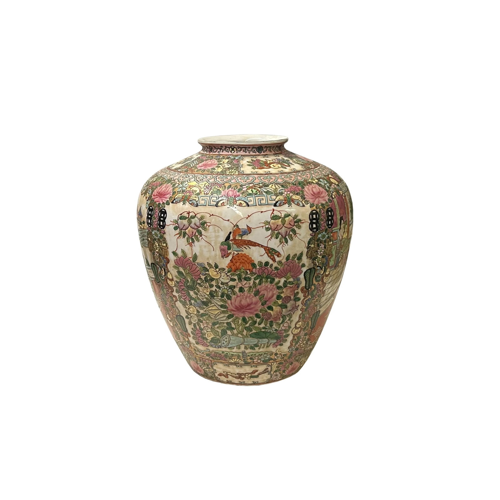 Vintage Chinese Famille Rose People Scenery Oval Round Porcelain Vase - 6