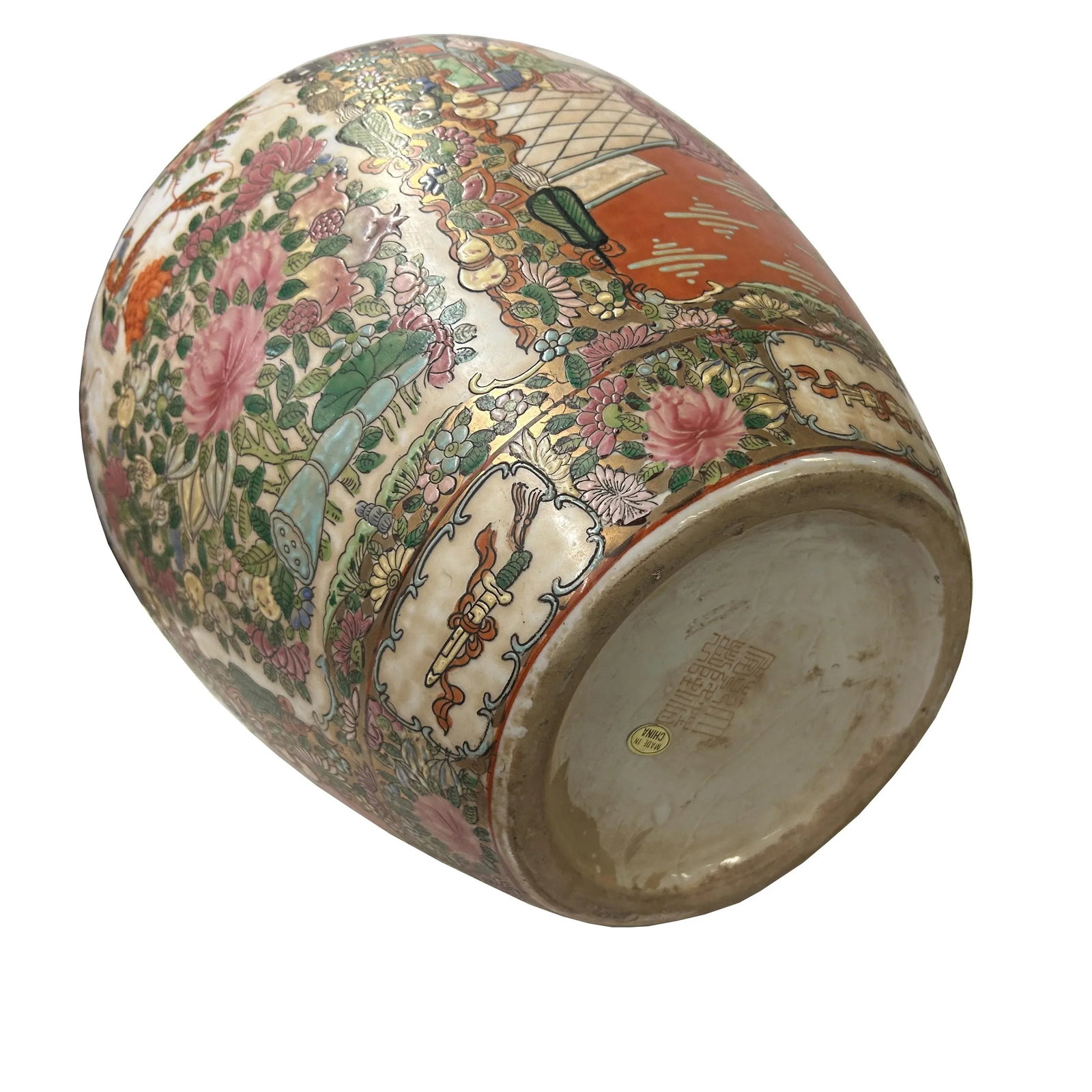 Vintage Chinese Famille Rose People Scenery Oval Round Porcelain Vase - 7
