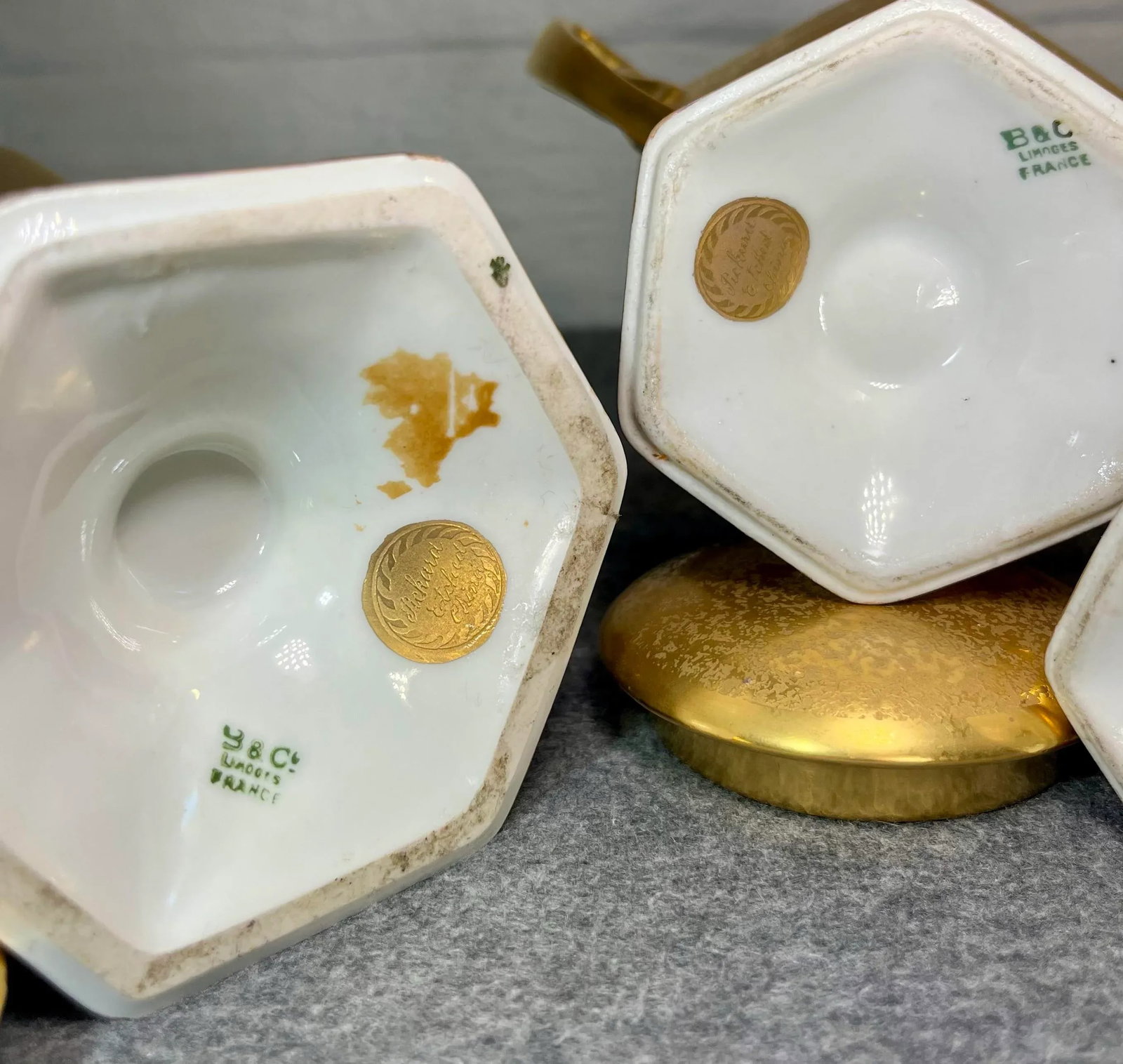 3pc-Antique B & C Limoges (France) Porcelain Coffee Service Set - 12