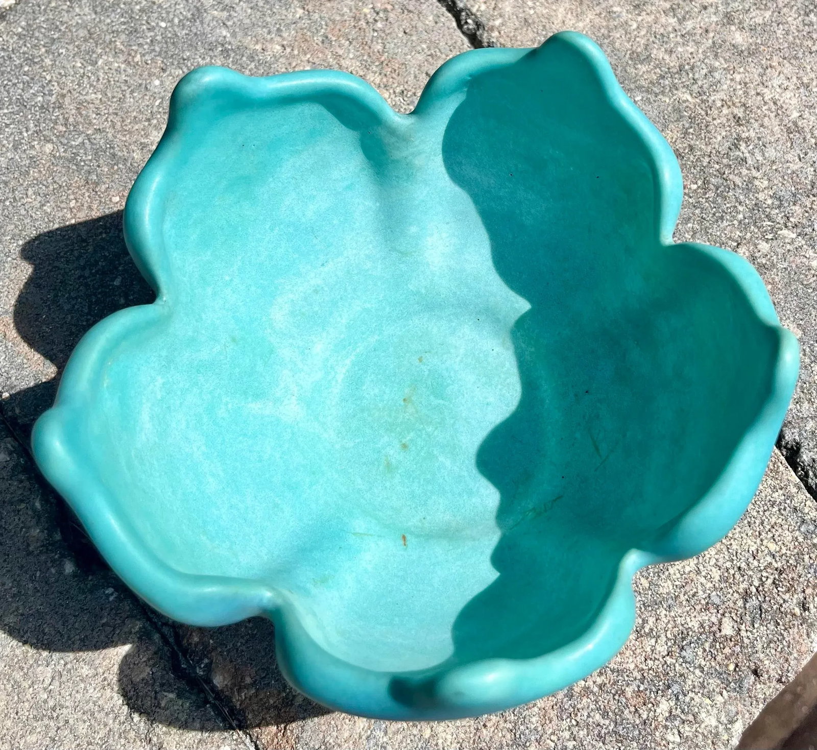 Mid 20th Century Van Briggle Pottery Turquoise Lotus Form Bowl - 4
