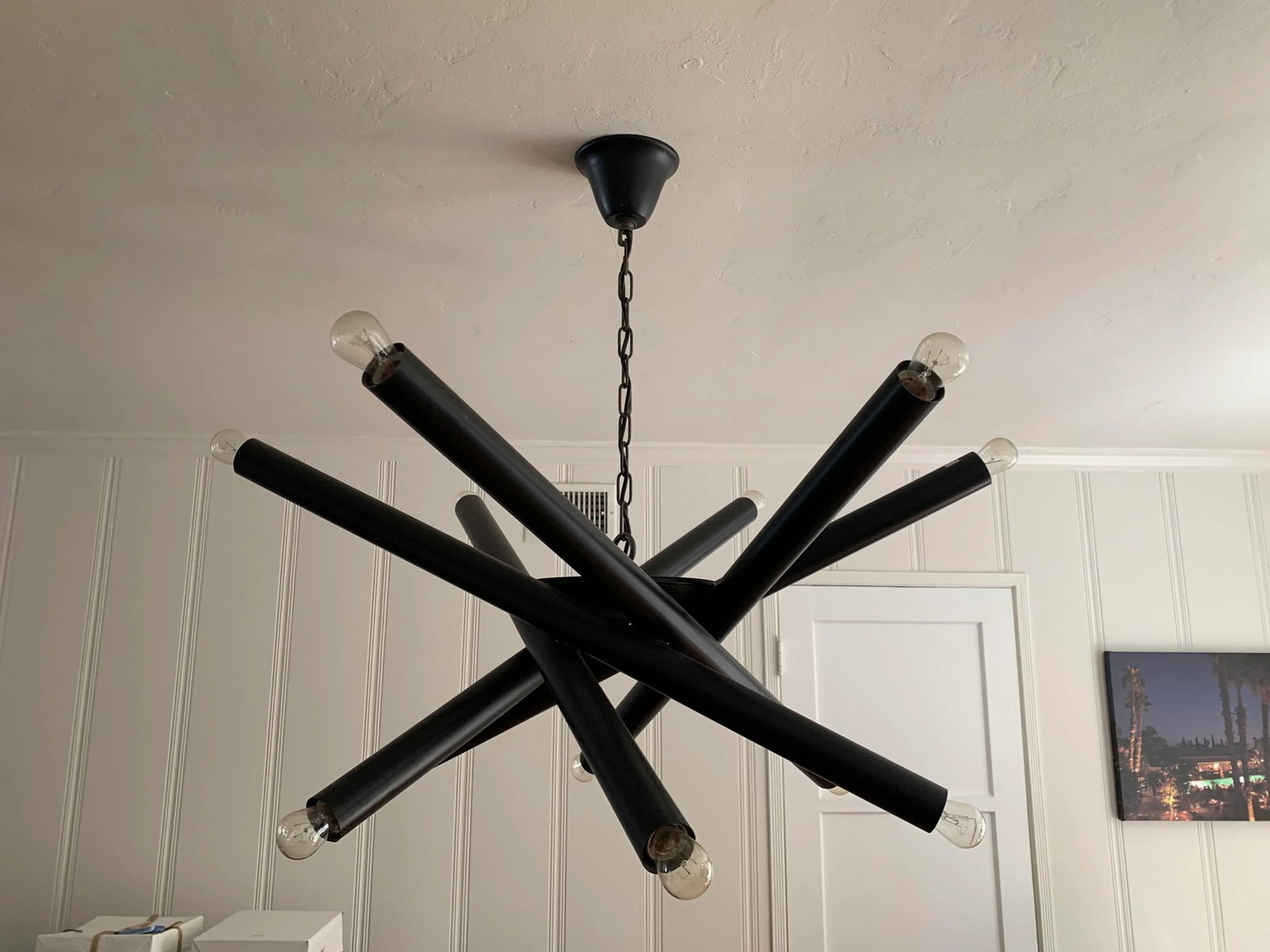 Tubular Sputnik Style Metal Chandelier - 6