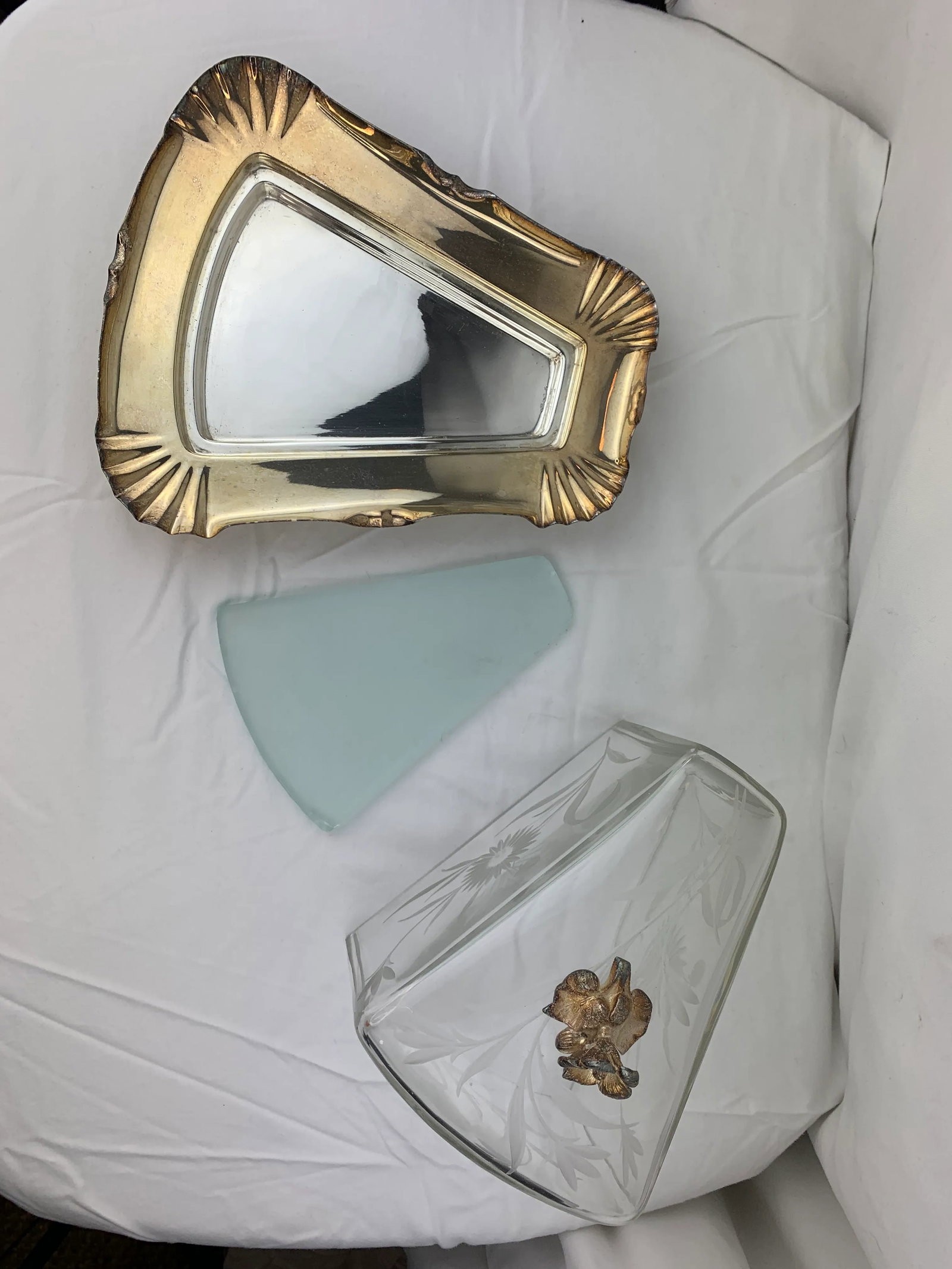 Antique Silverplate and Crystal Cheese Plate - 12