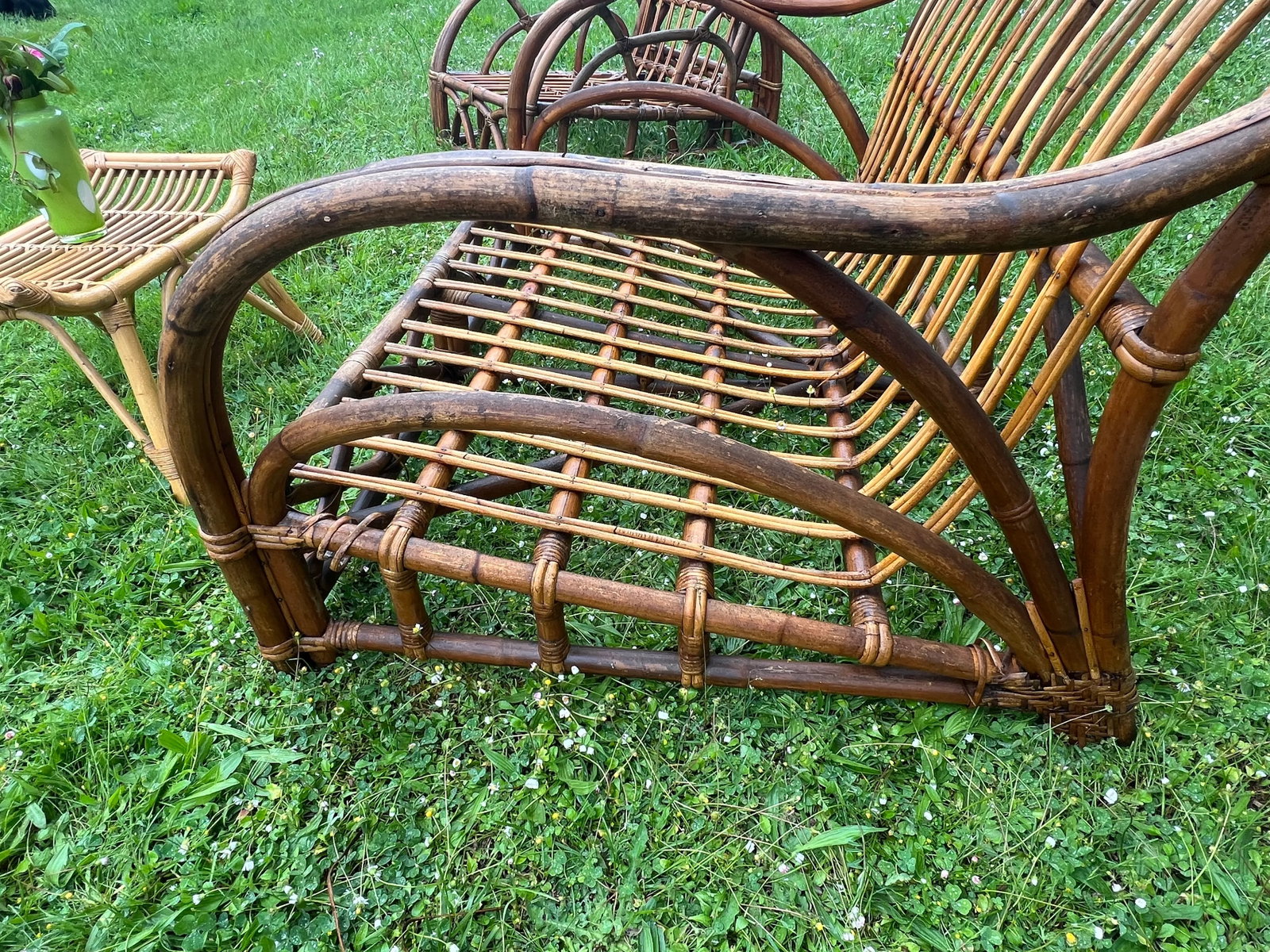 Paul Frankl Ritts Tropitan Style Rattan Outdoor/Indoor Conversation Set, 3 Pieces - 7