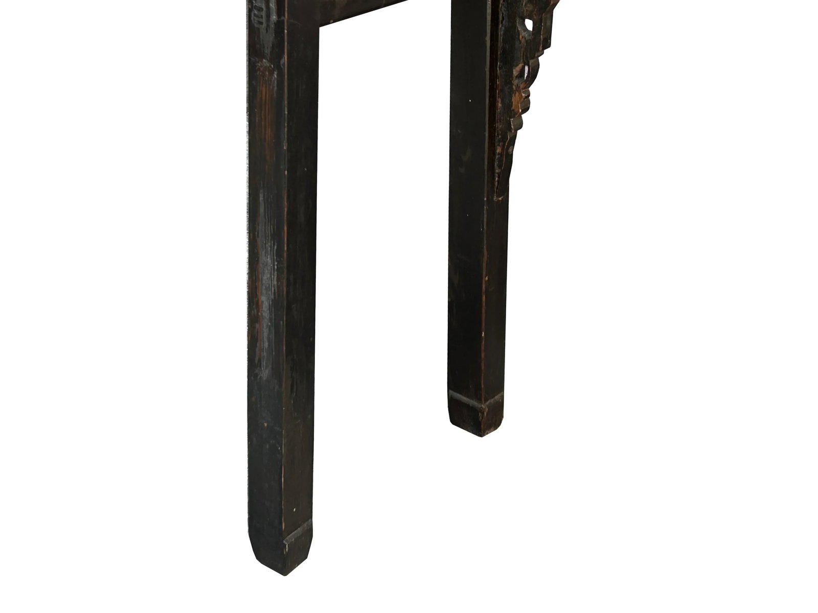 Chinese Vintage Black Golden Carving Motif Tall Altar Console Table - 10