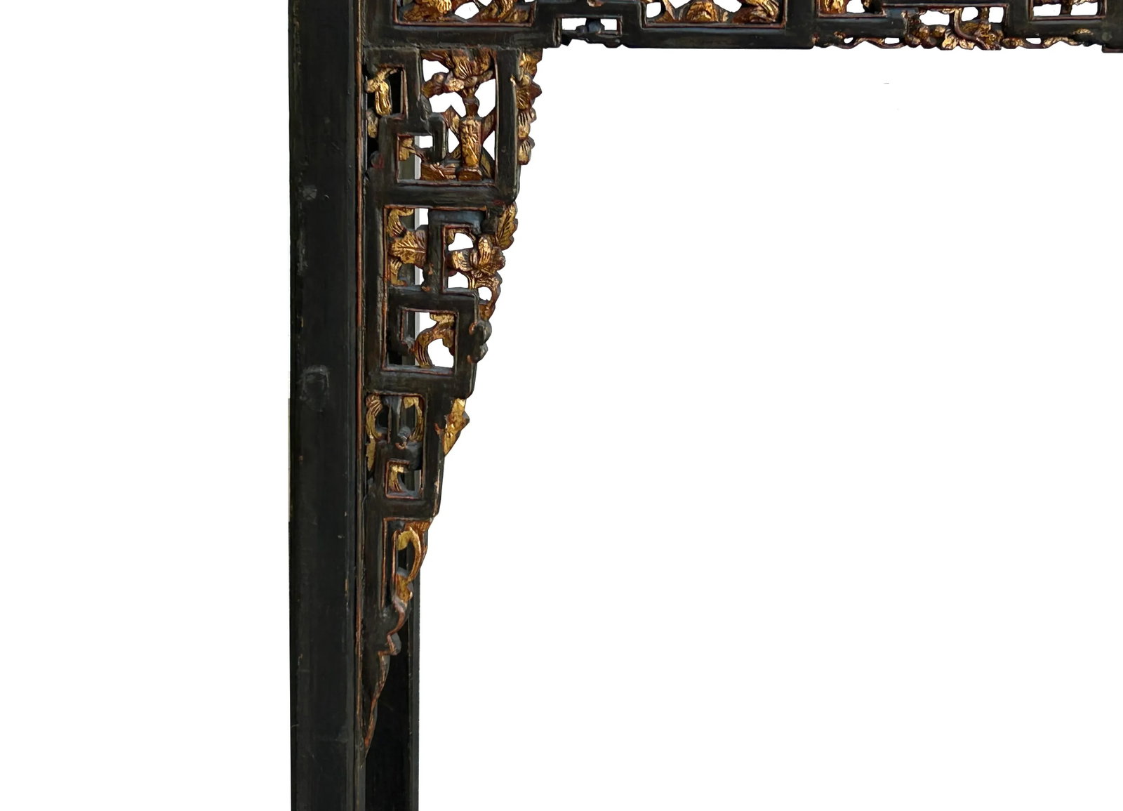 Chinese Vintage Black Golden Carving Motif Tall Altar Console Table - 7