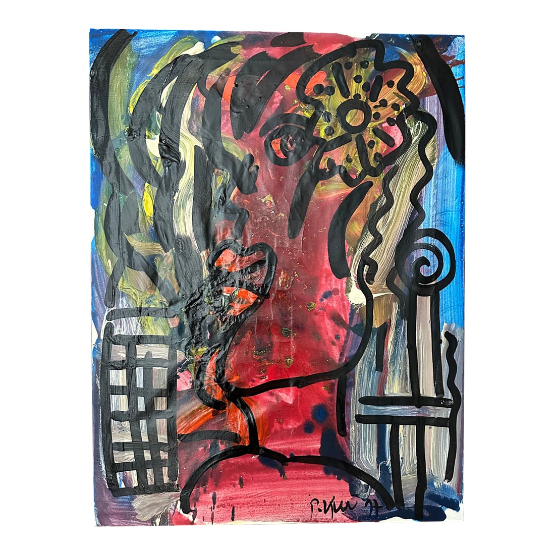 Peter Keil's "New York": Original Vibrant Expressionist Painting by Celebrated German Artist: Presenting "New York" - a stunning piece by the internationally acclaimed German artist, Peter Keil. Keil has established himself as a titan of Expressionism, capturing the essence of rebellion and ev