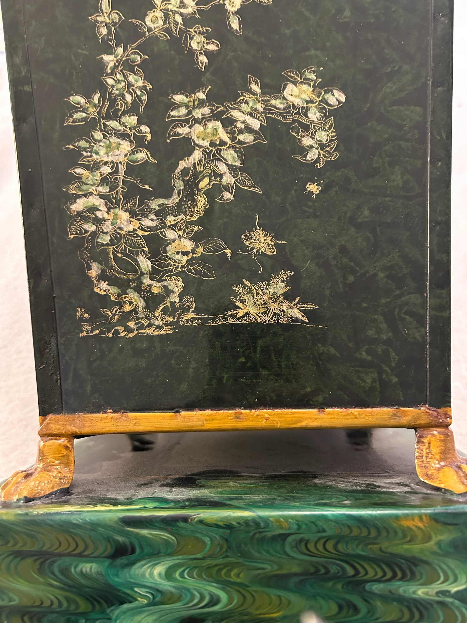 Mid Century Italian Green Hand Painted Cachepot - 9