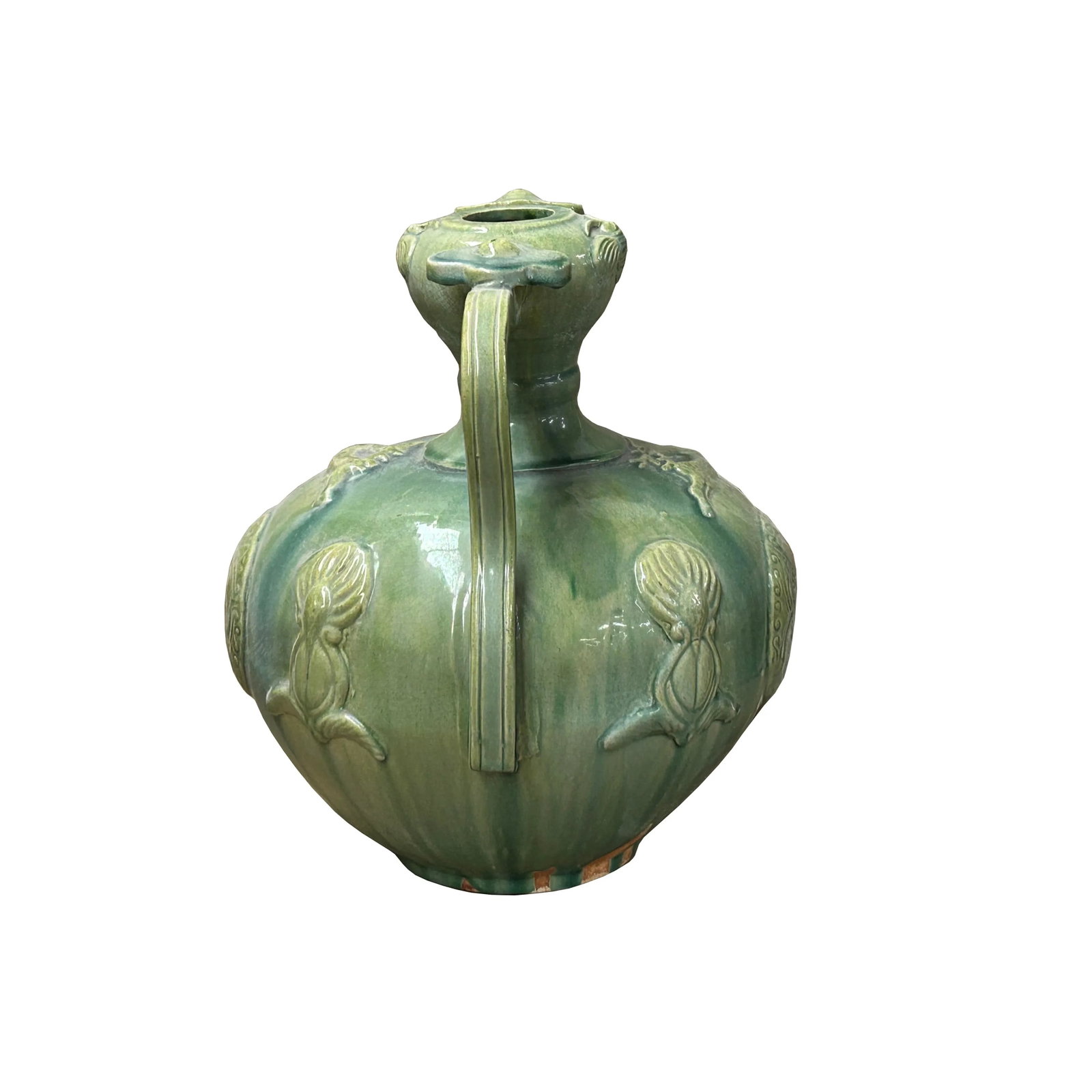 Orient Celadon Green Motif Amphora Body Ceramic Vase Jar - 2