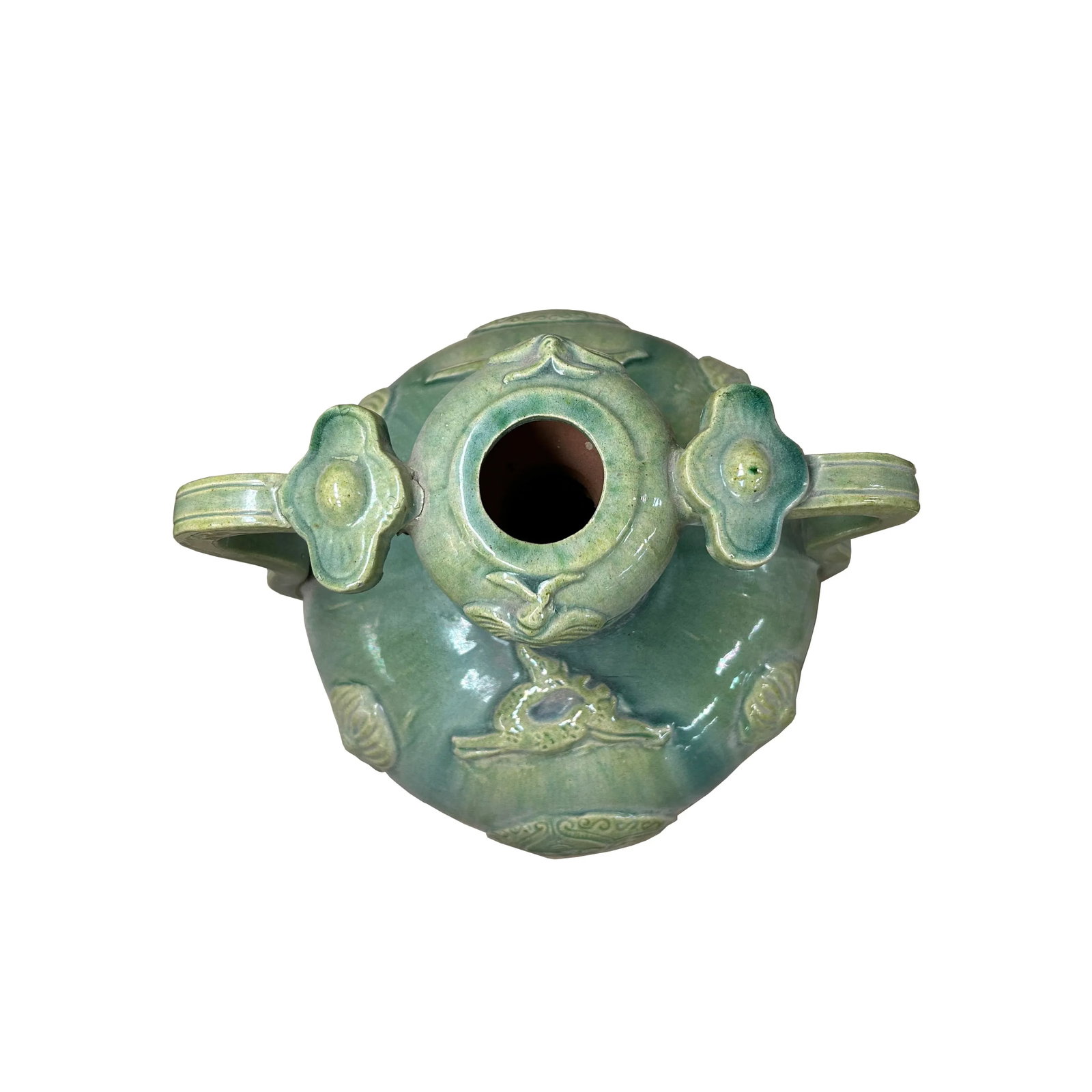 Orient Celadon Green Motif Amphora Body Ceramic Vase Jar - 4