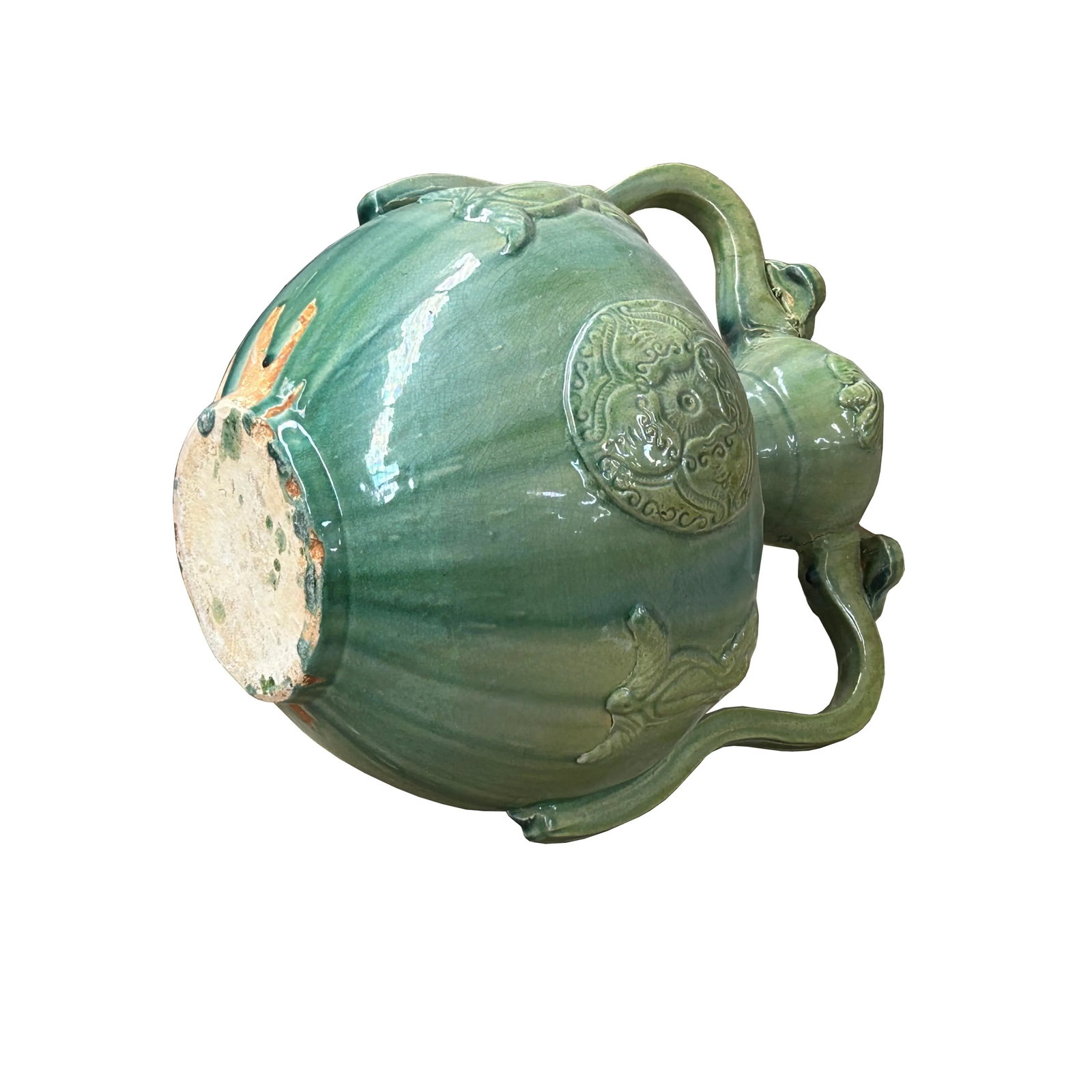 Orient Celadon Green Motif Amphora Body Ceramic Vase Jar - 5
