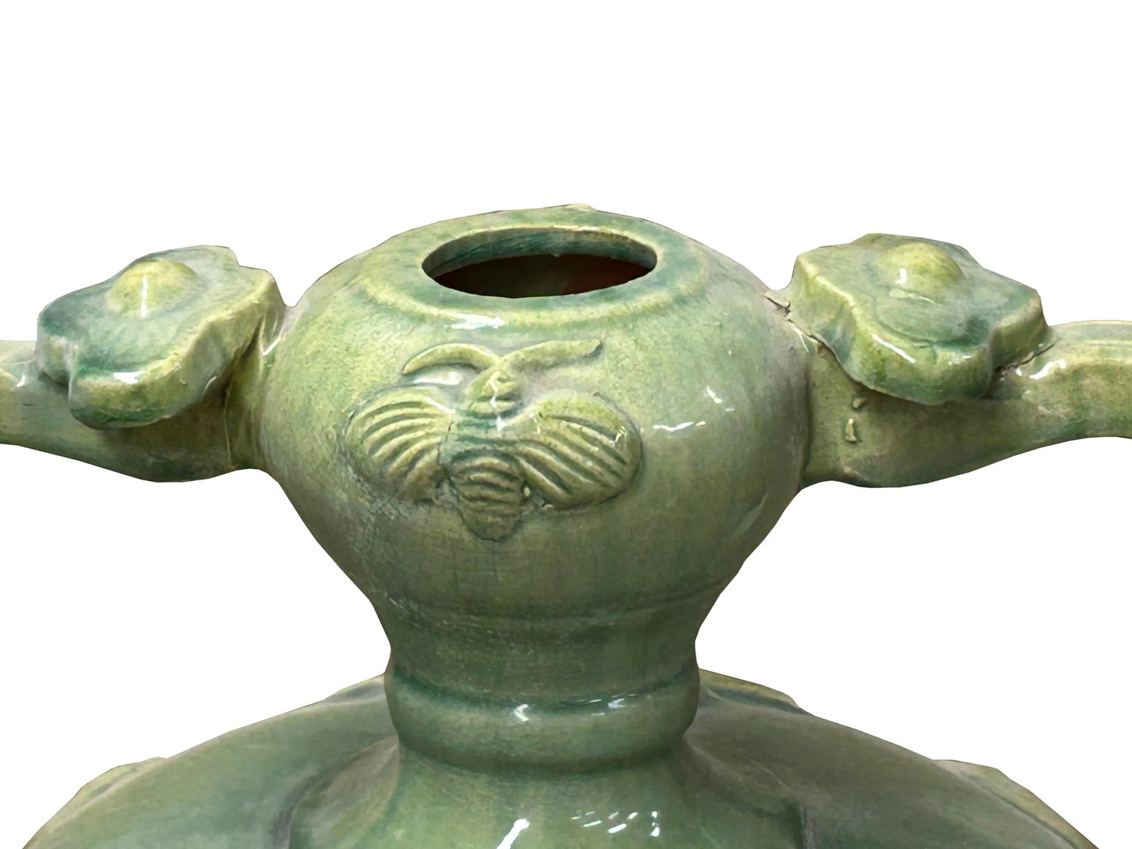 Orient Celadon Green Motif Amphora Body Ceramic Vase Jar - 6