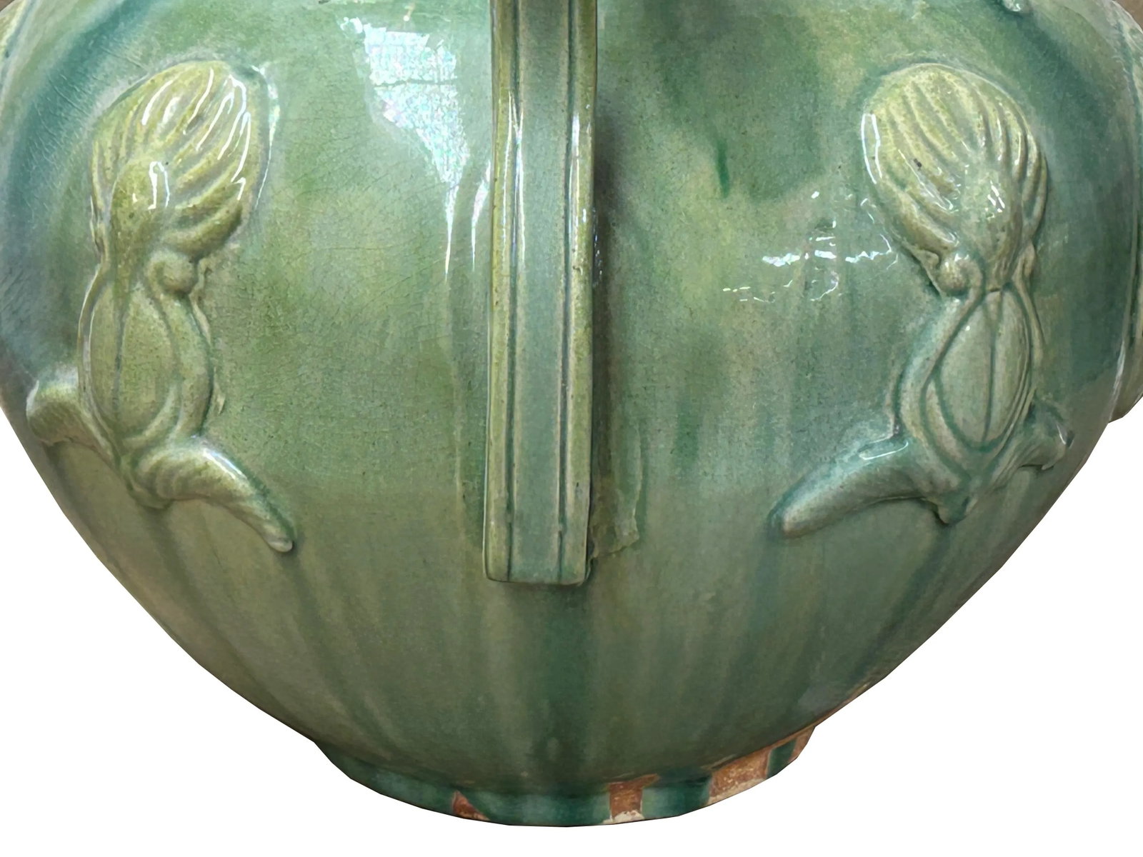 Orient Celadon Green Motif Amphora Body Ceramic Vase Jar - 8