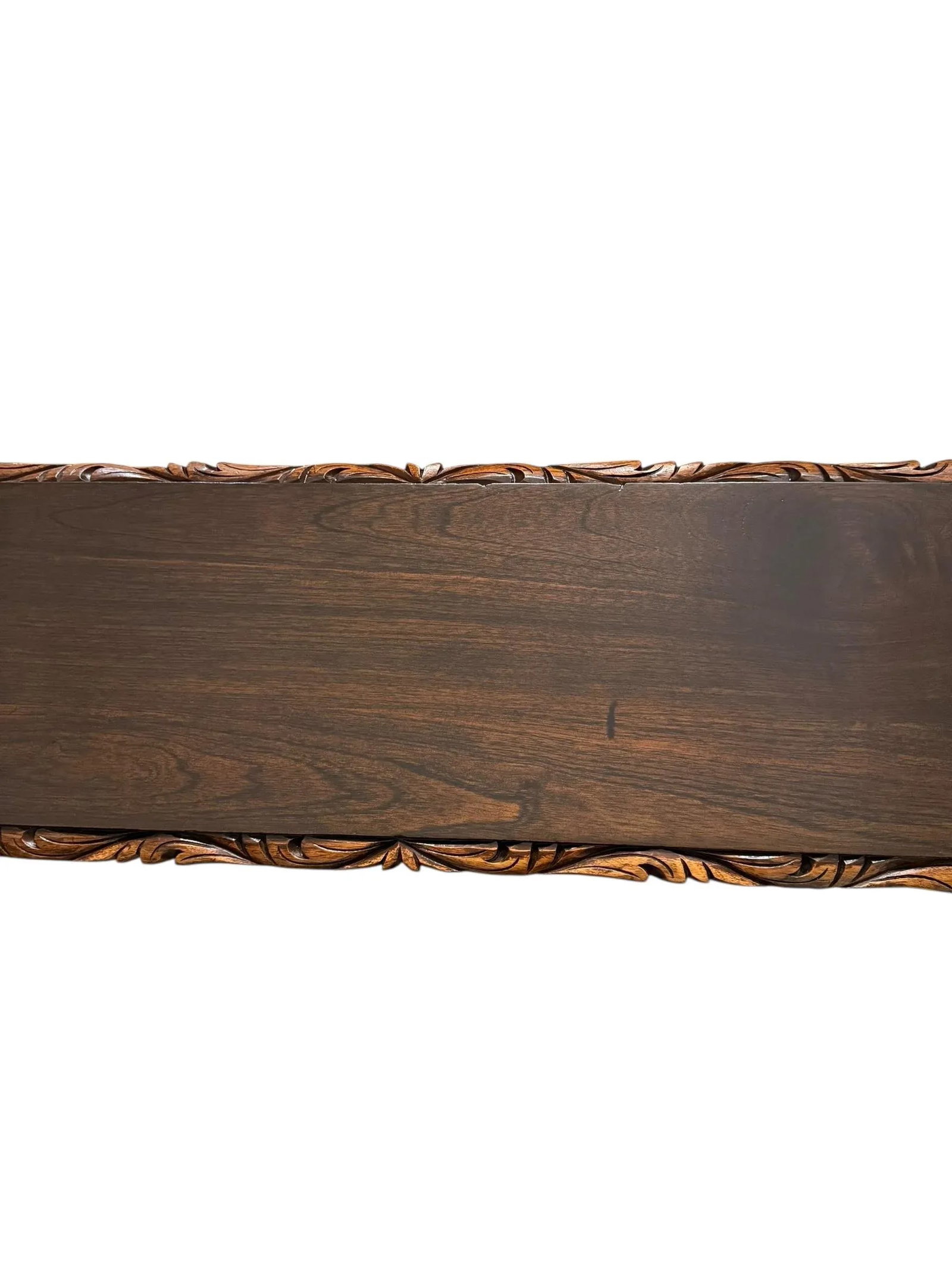 Spanish Baroque Carved Wood Arts & Crafts Hall Bench Seat - 12