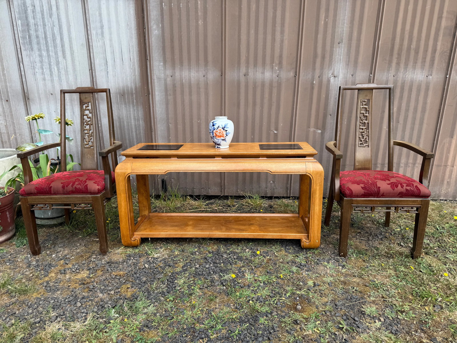 Burlwood and Smoked Glass Couch/Trestle Table Attributed to Schnadig Intl and James Mont - 6