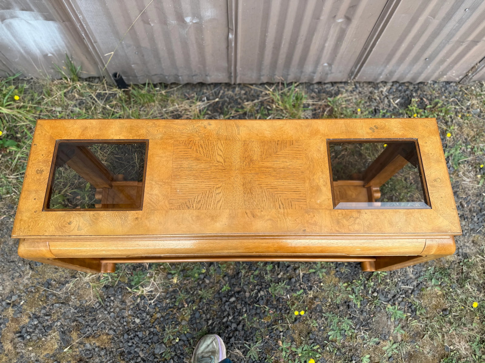 Burlwood and Smoked Glass Couch/Trestle Table Attributed to Schnadig Intl and James Mont - 9