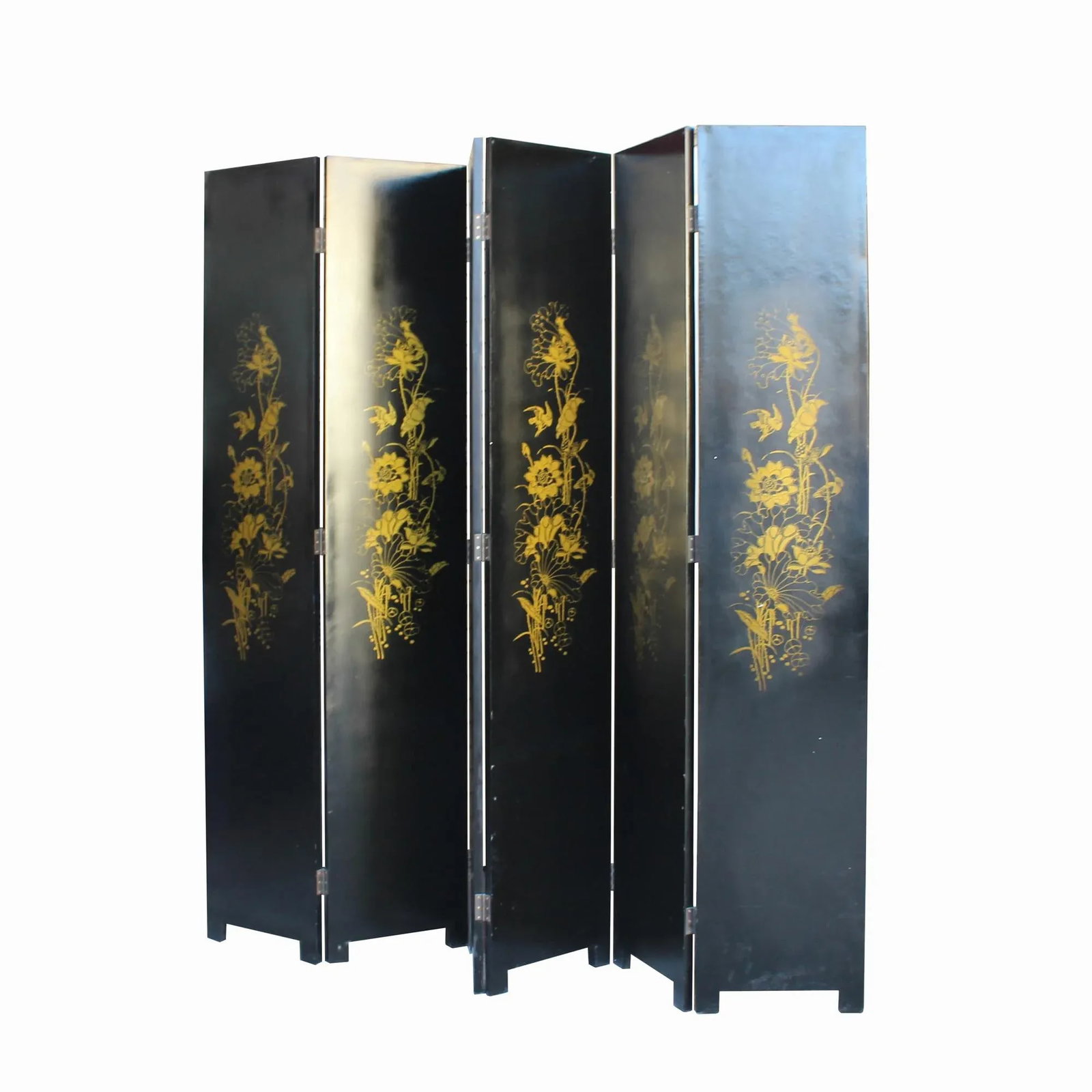 Water Ink Style Blue Lotus Pond Flower Birds Theme Graphic Screen - 5