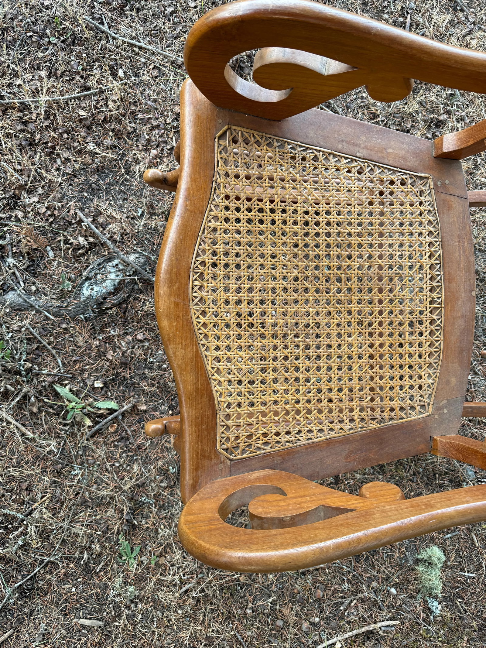 Late 19th Century Cane Back Tiger Maple Rocking Chair - 5
