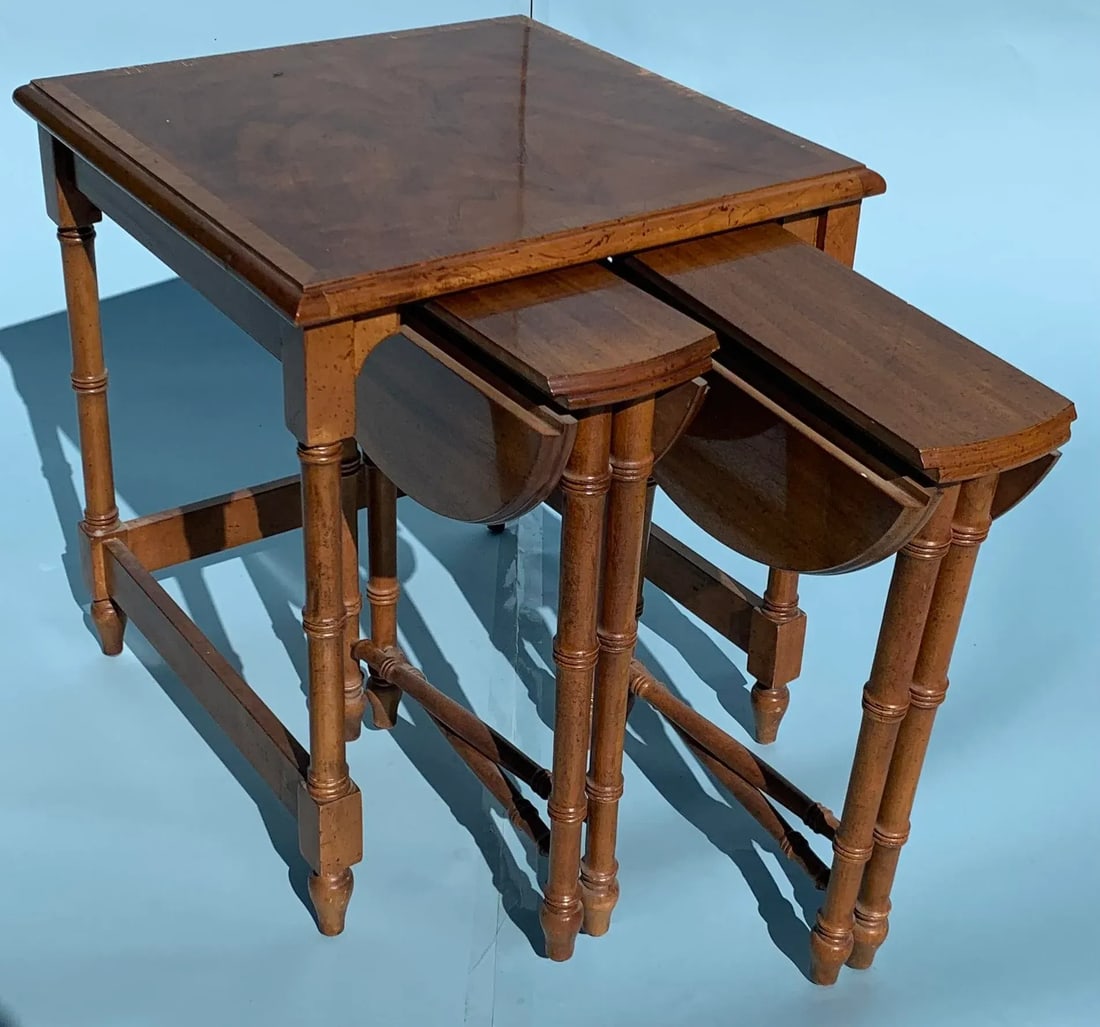 1970s Fruitwood Nesting Side Tables - Set of 3 - 5