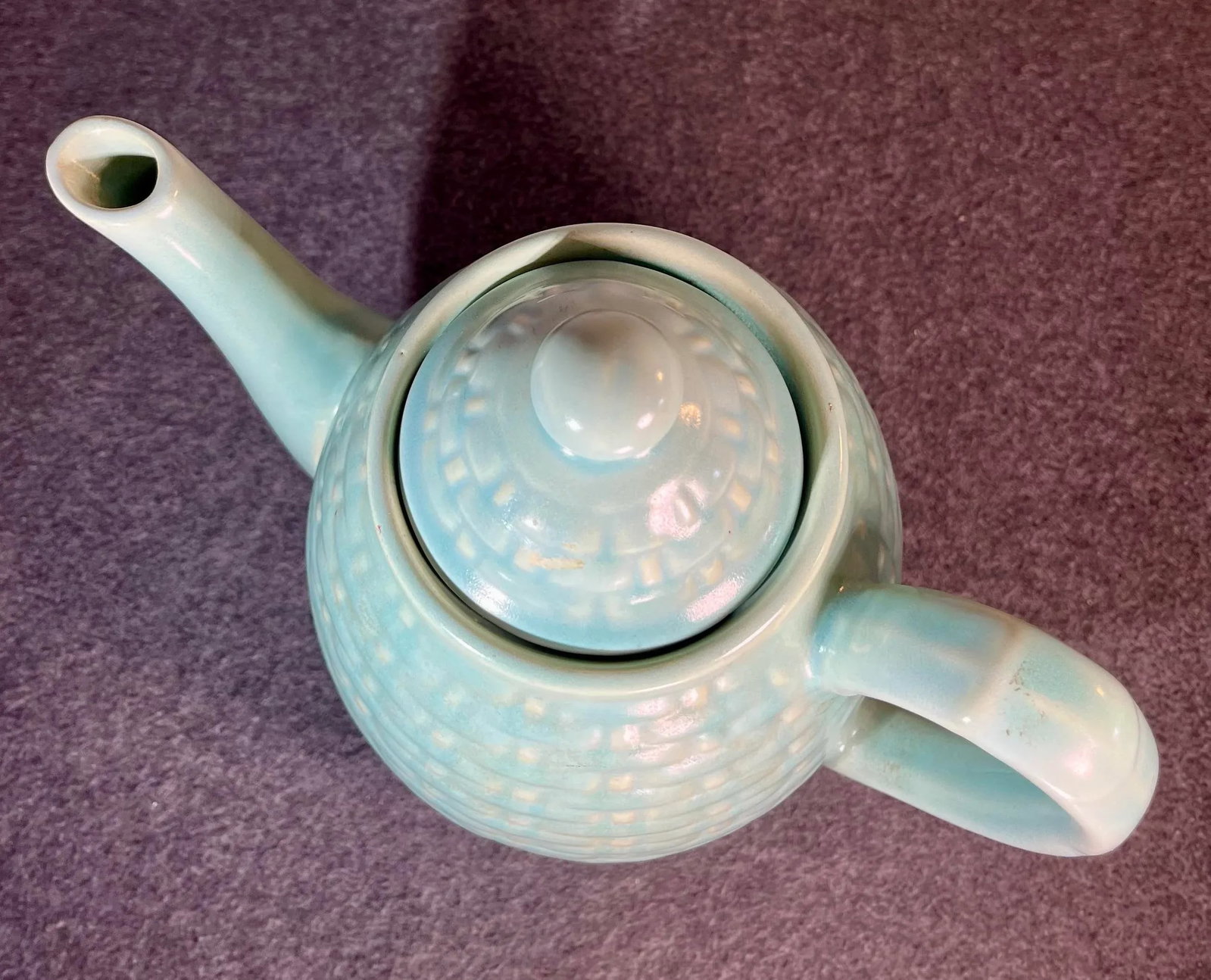 1930s Weller Pierre Basket Weave Art Pottery Lidded Tea Pot - 7