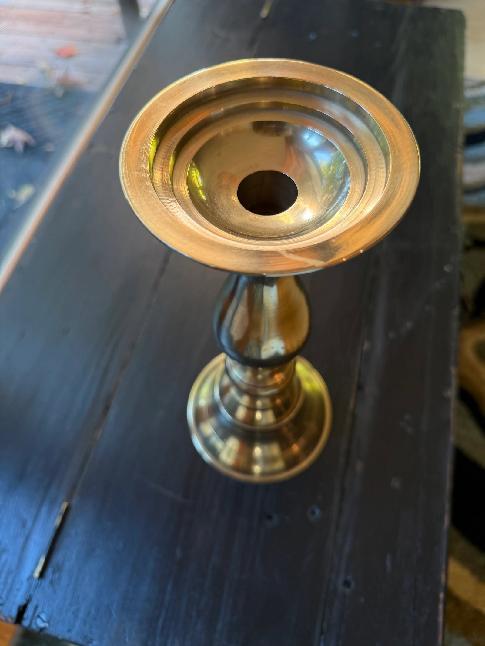 Polished Brass Candlesticks Set of 3 - 9