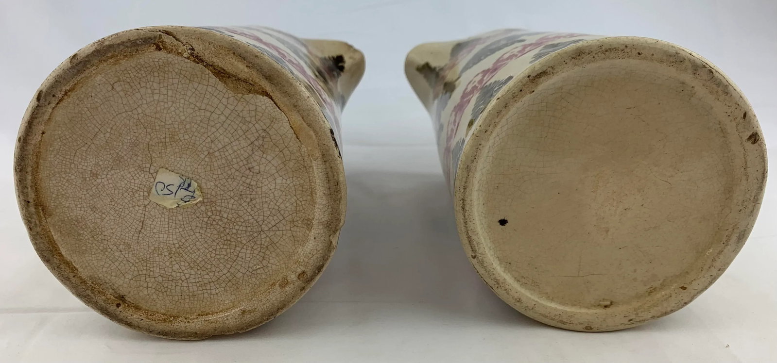 Antique Hand Painted Spongeware Pitchers - Set of 2 - 5