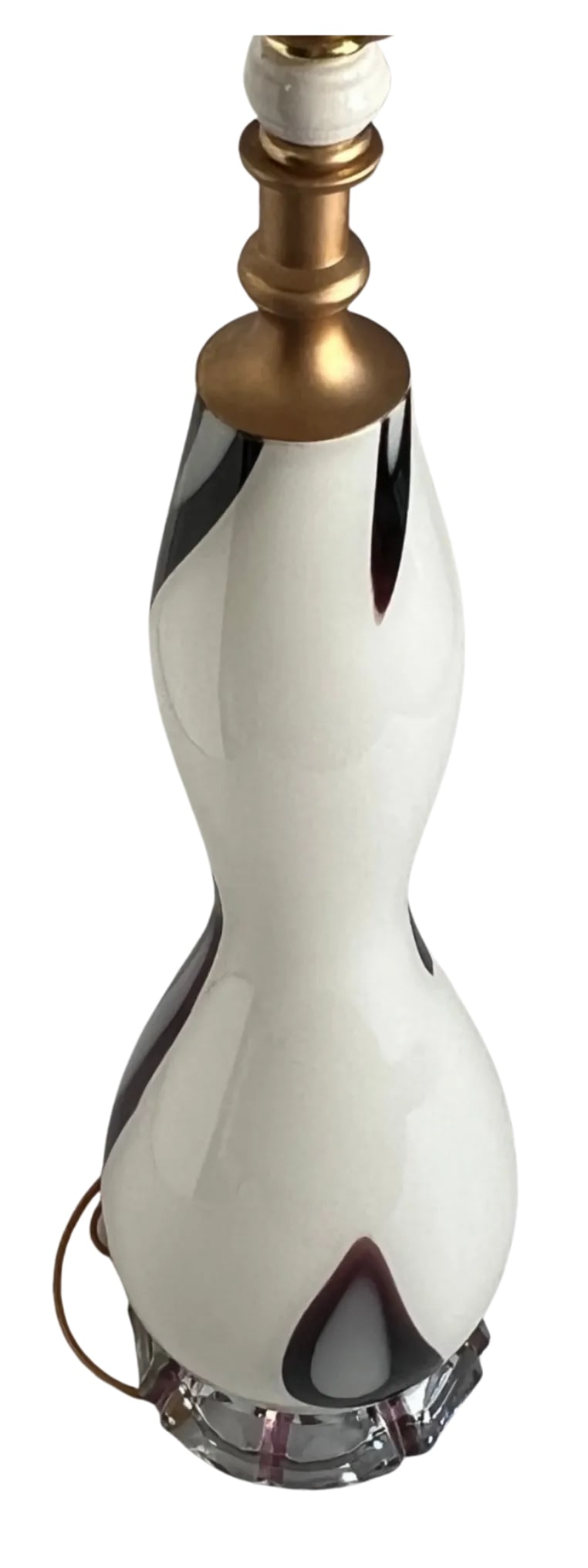 Murano Art Glass White With Stretched Purple Ovals Table Lamp - 2