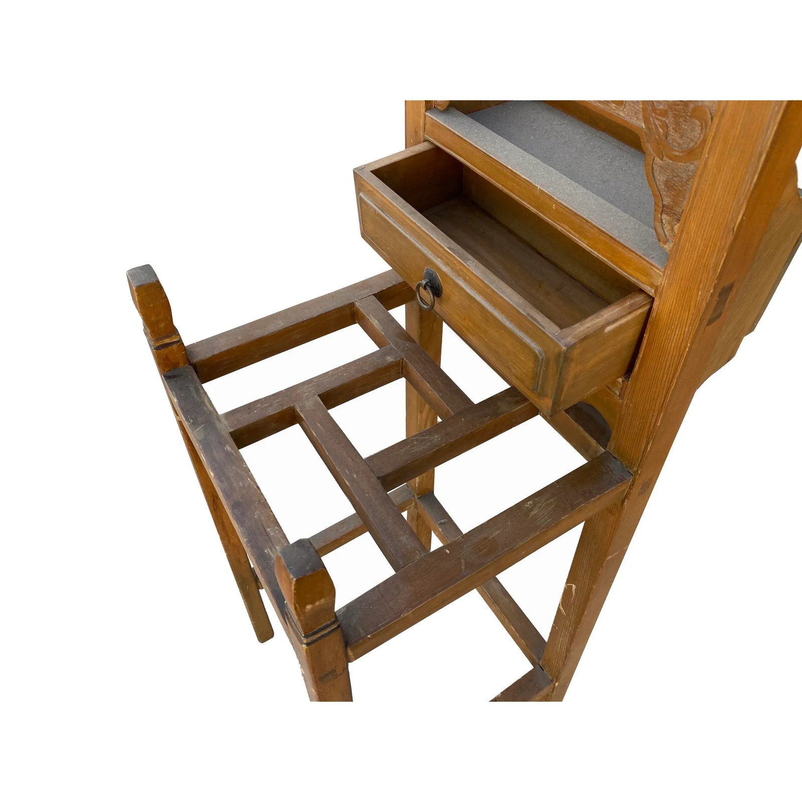 Chinese Oriental Wood Carving Cloth Rack Panel Wash Basin Stand - 5