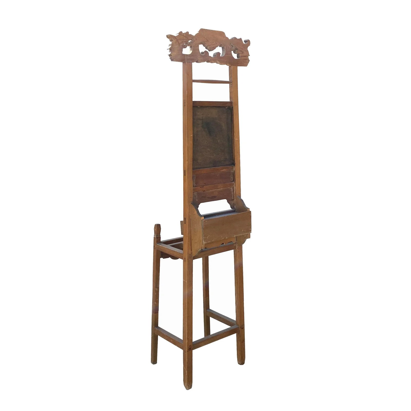 Chinese Oriental Wood Carving Cloth Rack Panel Wash Basin Stand - 6