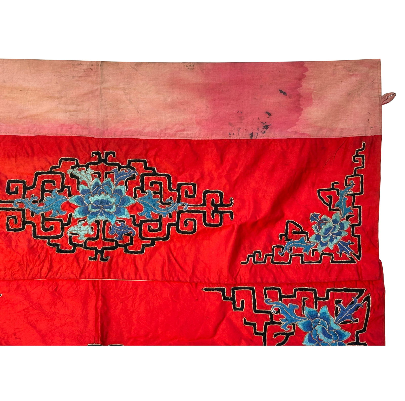 Vintage Chinese Red Silk Auspiciousness Embroidery Tapestry Art - 4