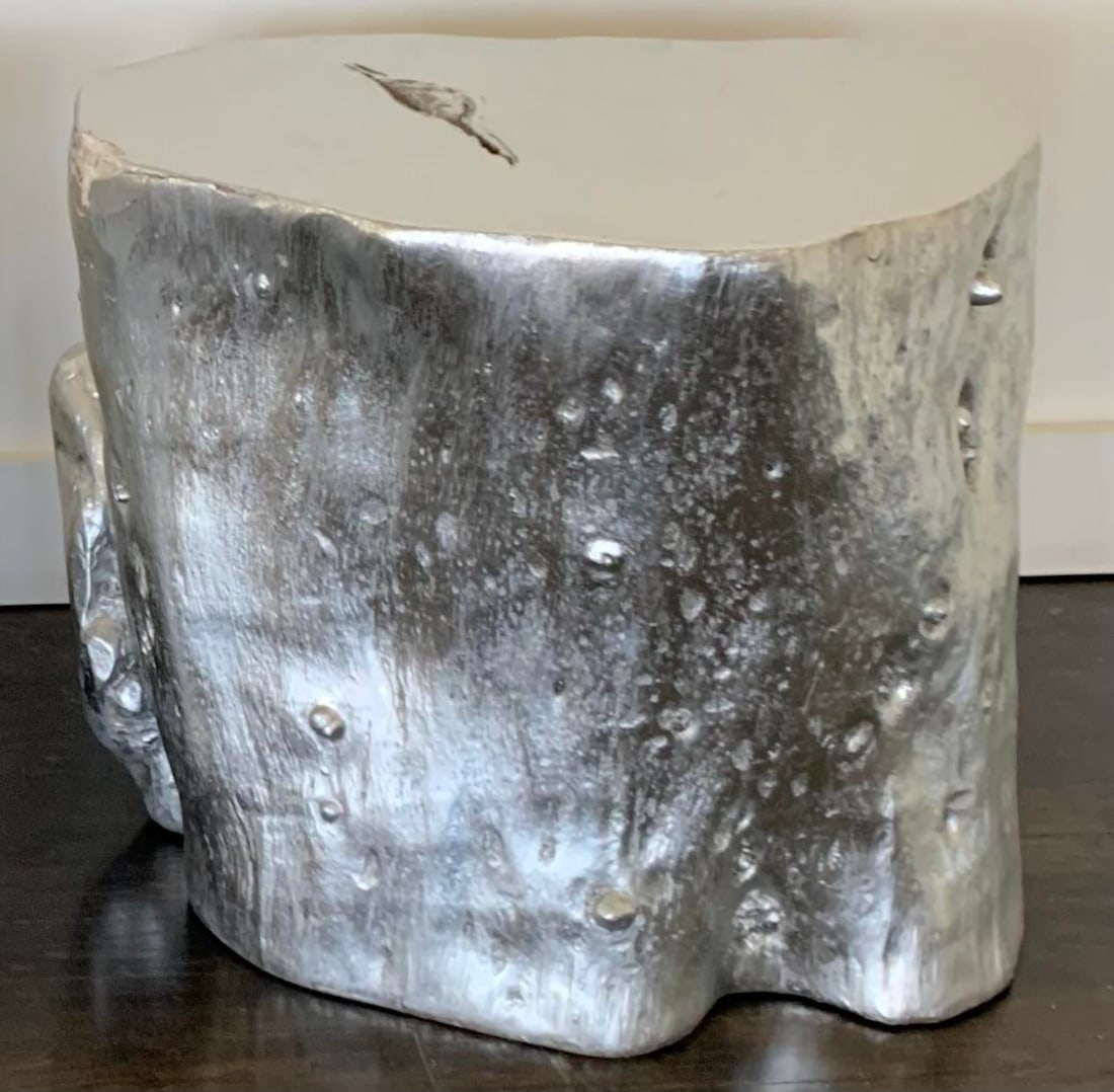 Vintage Painted Resin Tree Trunk Side Table - 2