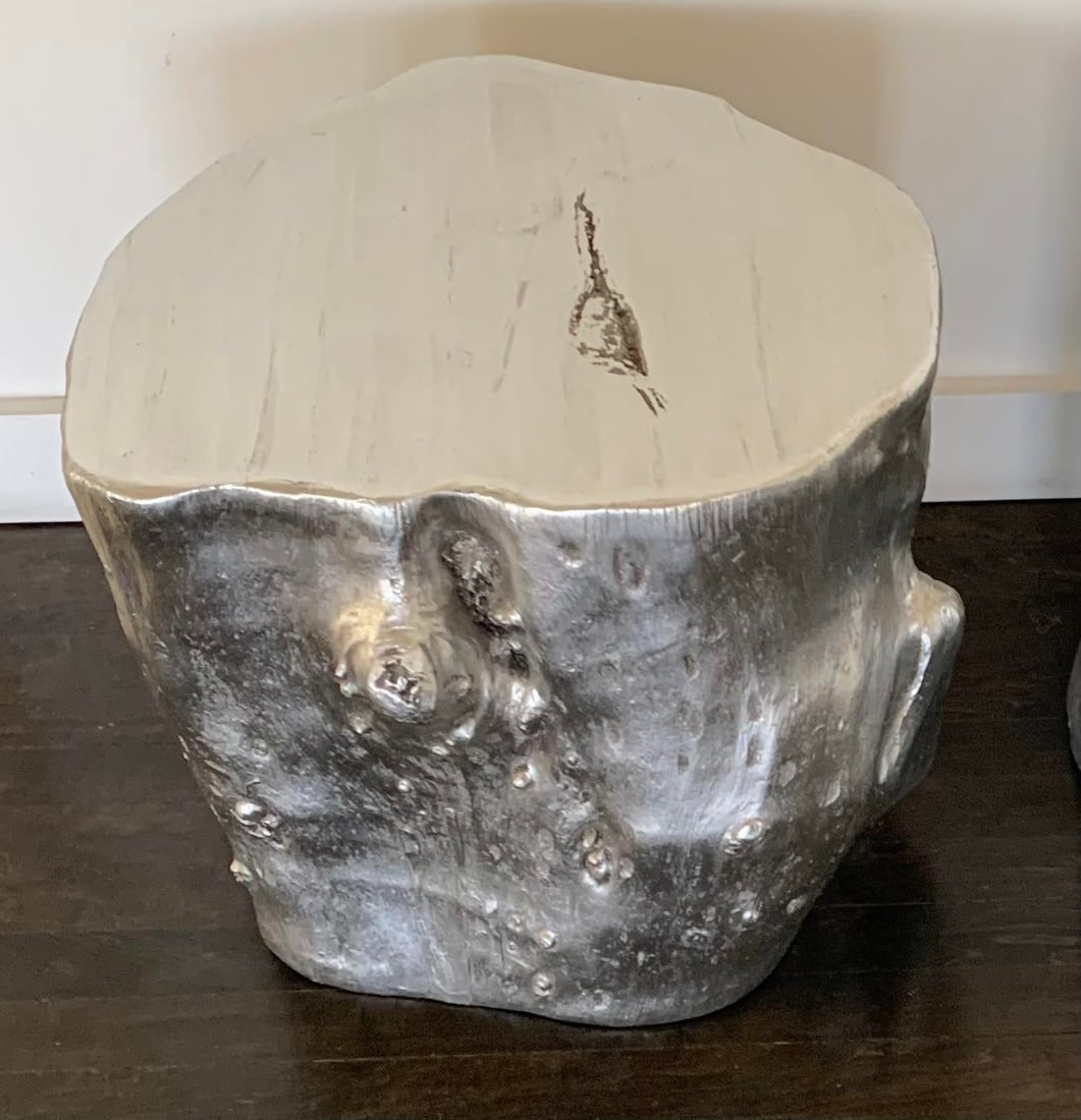 Vintage Painted Resin Tree Trunk Side Table - 3