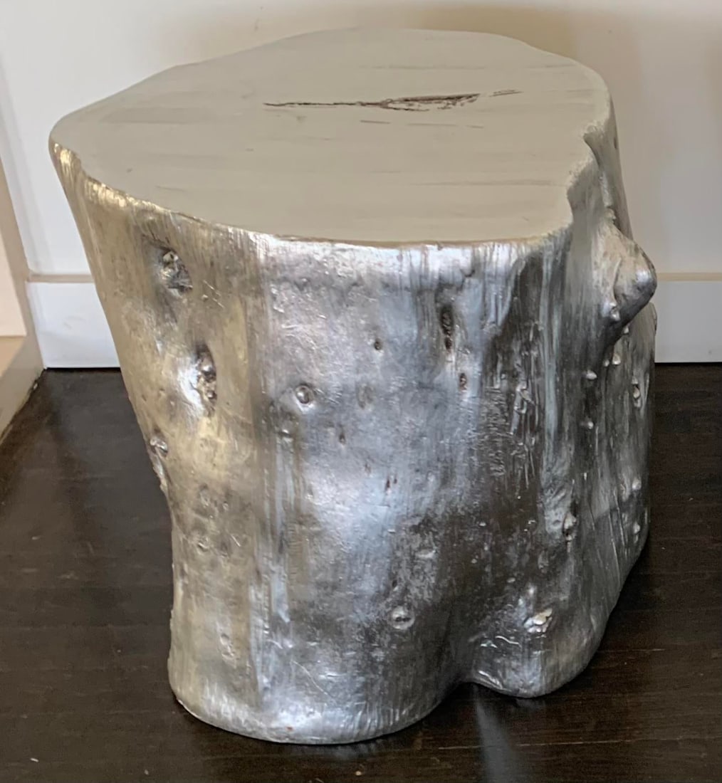 Vintage Painted Resin Tree Trunk Side Table - 5