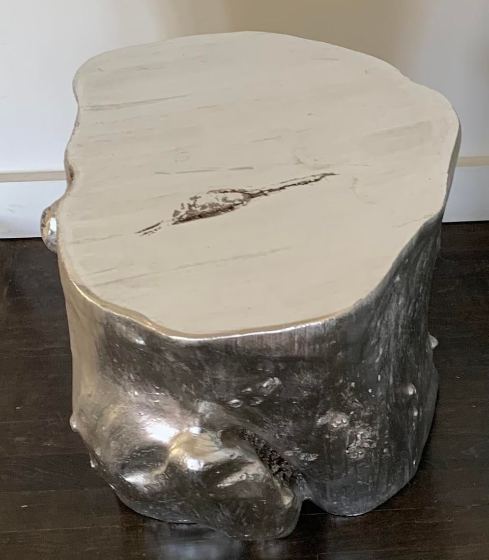 Vintage Painted Resin Tree Trunk Side Table - 8