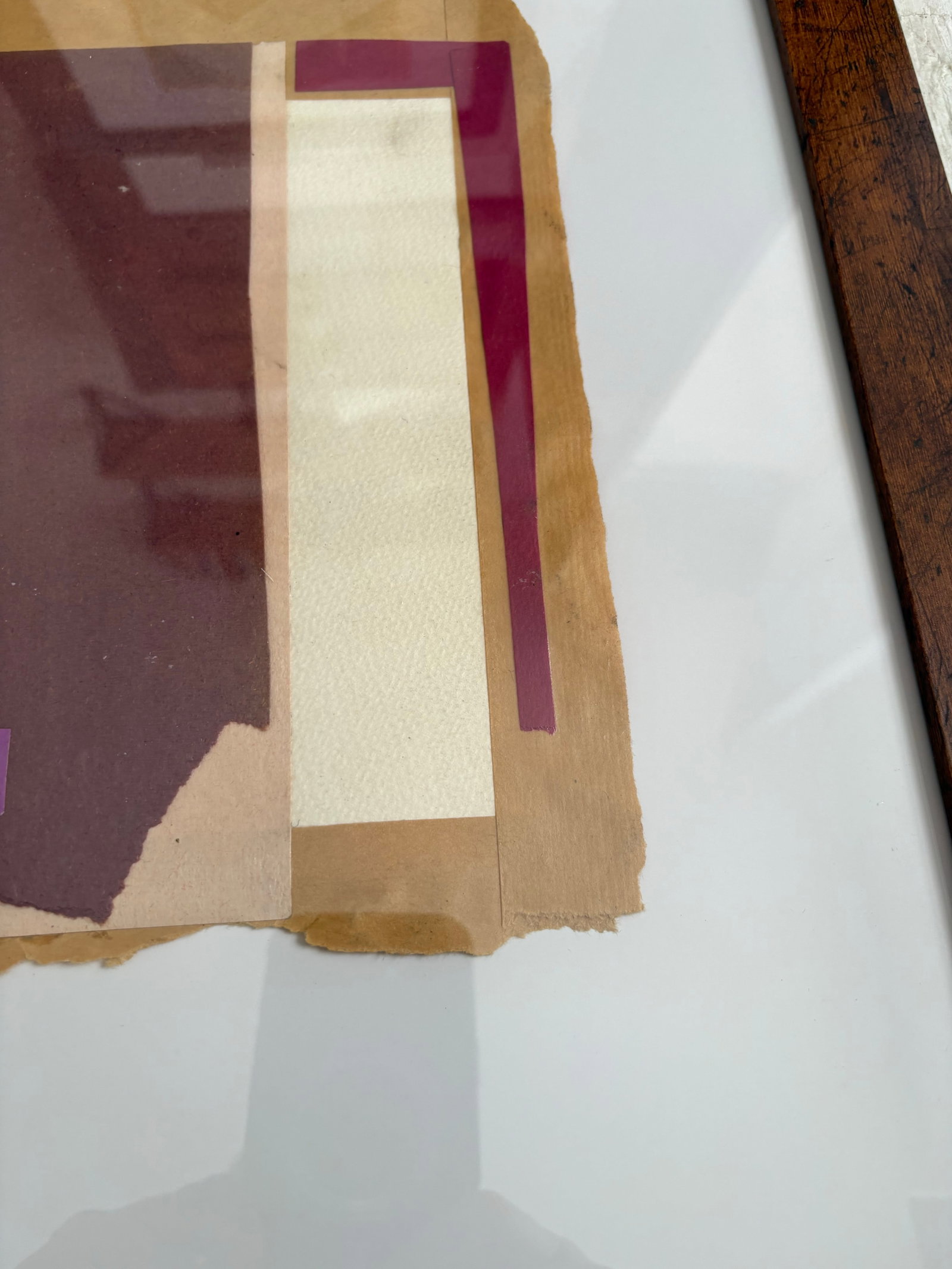 Barbara Beck 1972 Paper Collage Purple, Pink and Tan - 2