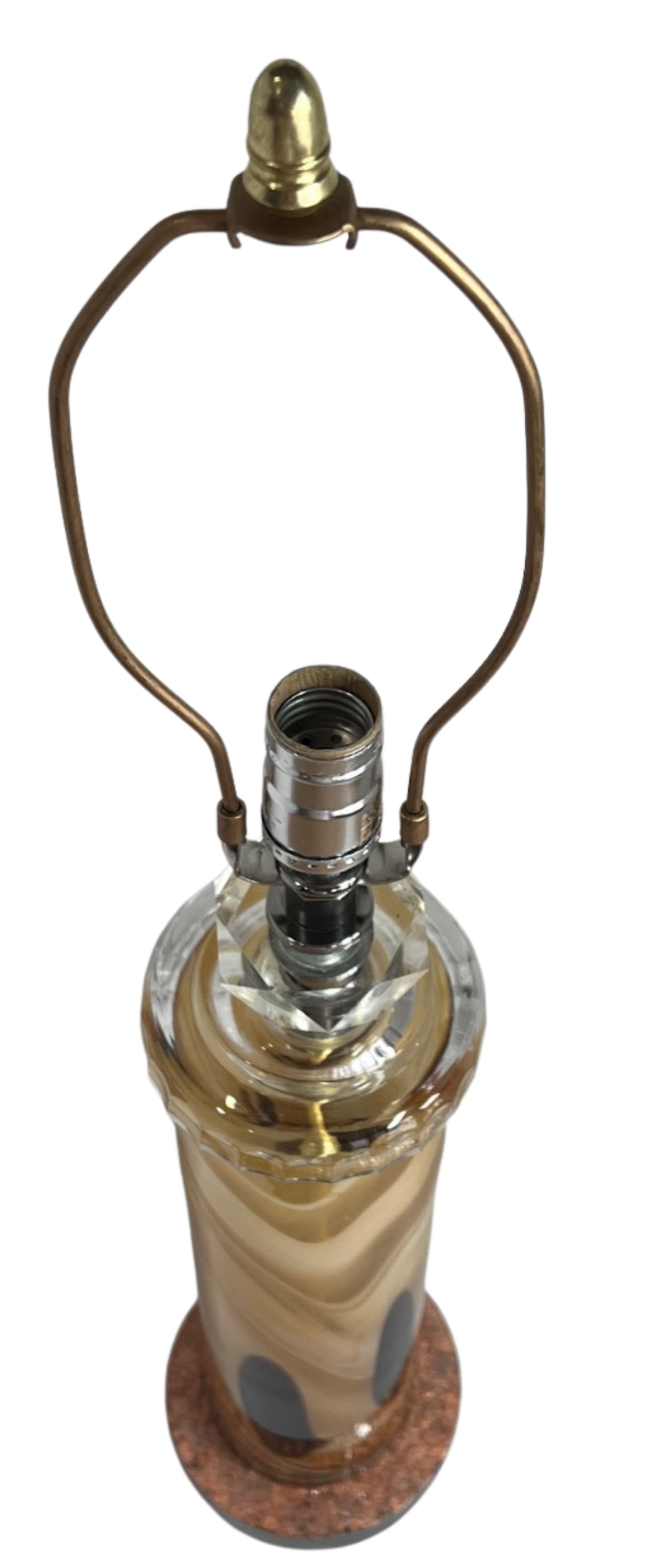 Art Glass Amber Brown Oval Cylidrical Table Lamp - 3