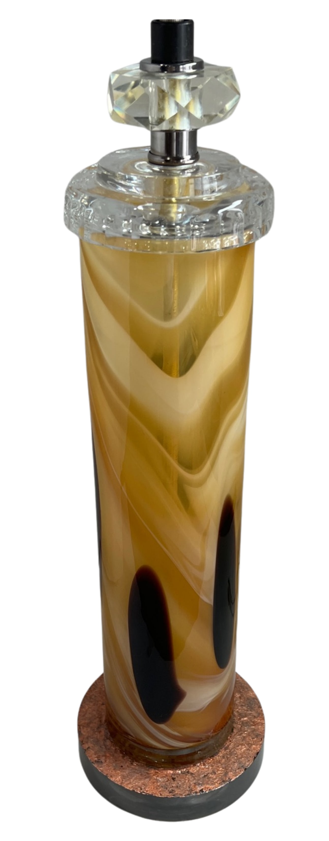Art Glass Amber Brown Oval Cylidrical Table Lamp - 7