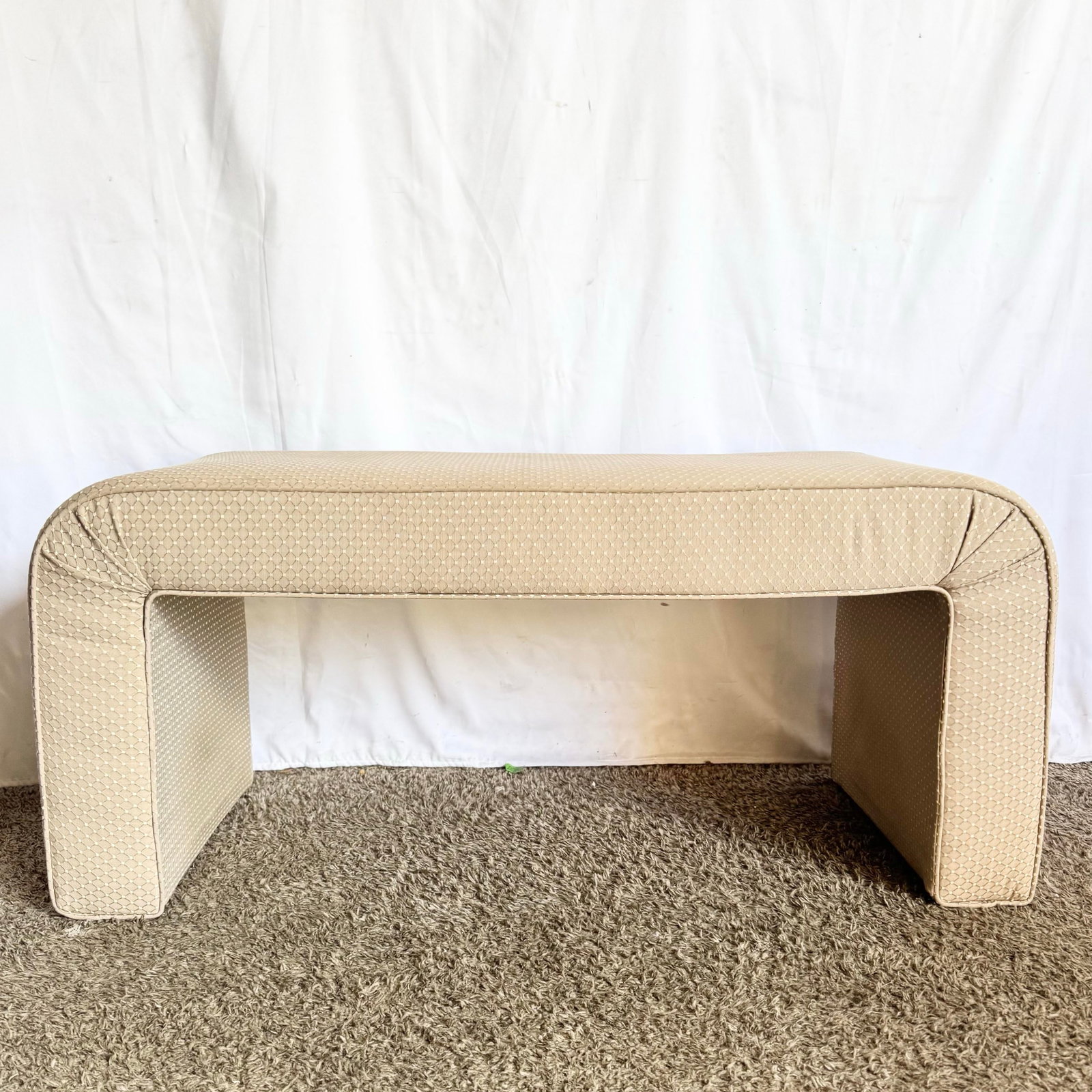 Vintage Postmodern Waterfall Fabric Bench - 2