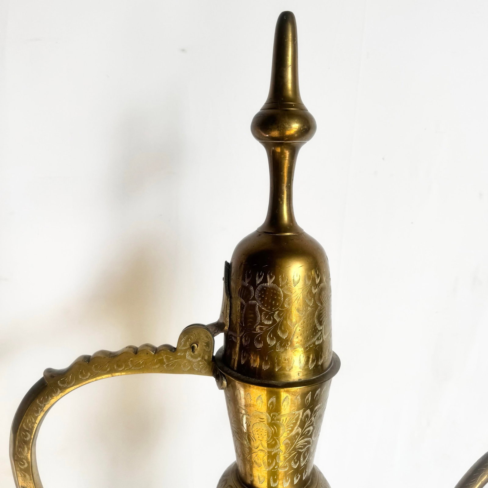 Mid 20th Century Moorish Etched Brass Pitcher/Ewer/Aftaba/Surahi - 4