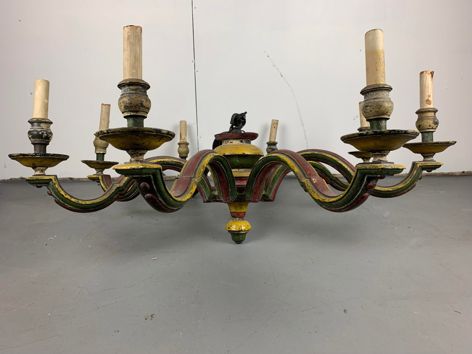 Antique Italian Painted Brass Chandelier - 5