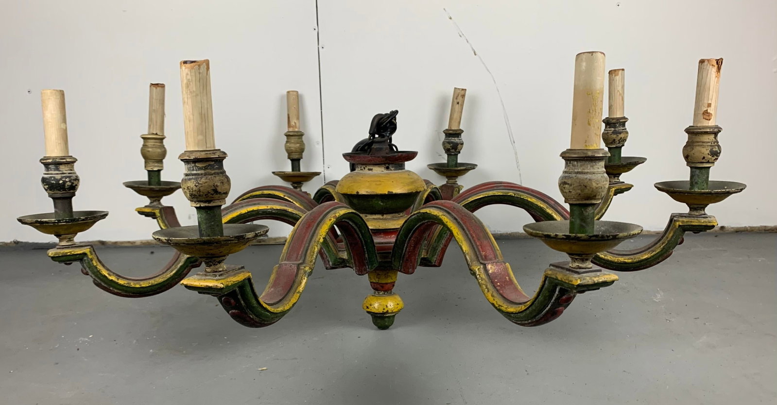 Antique Italian Painted Brass Chandelier - 6