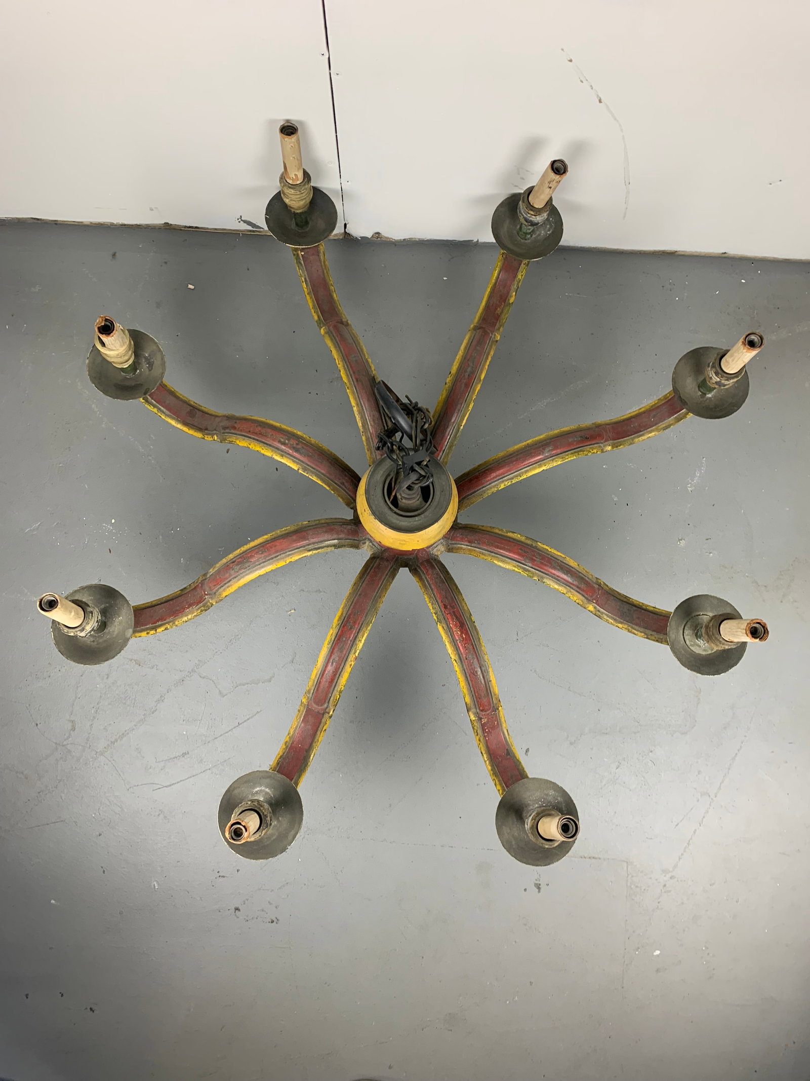 Antique Italian Painted Brass Chandelier - 8